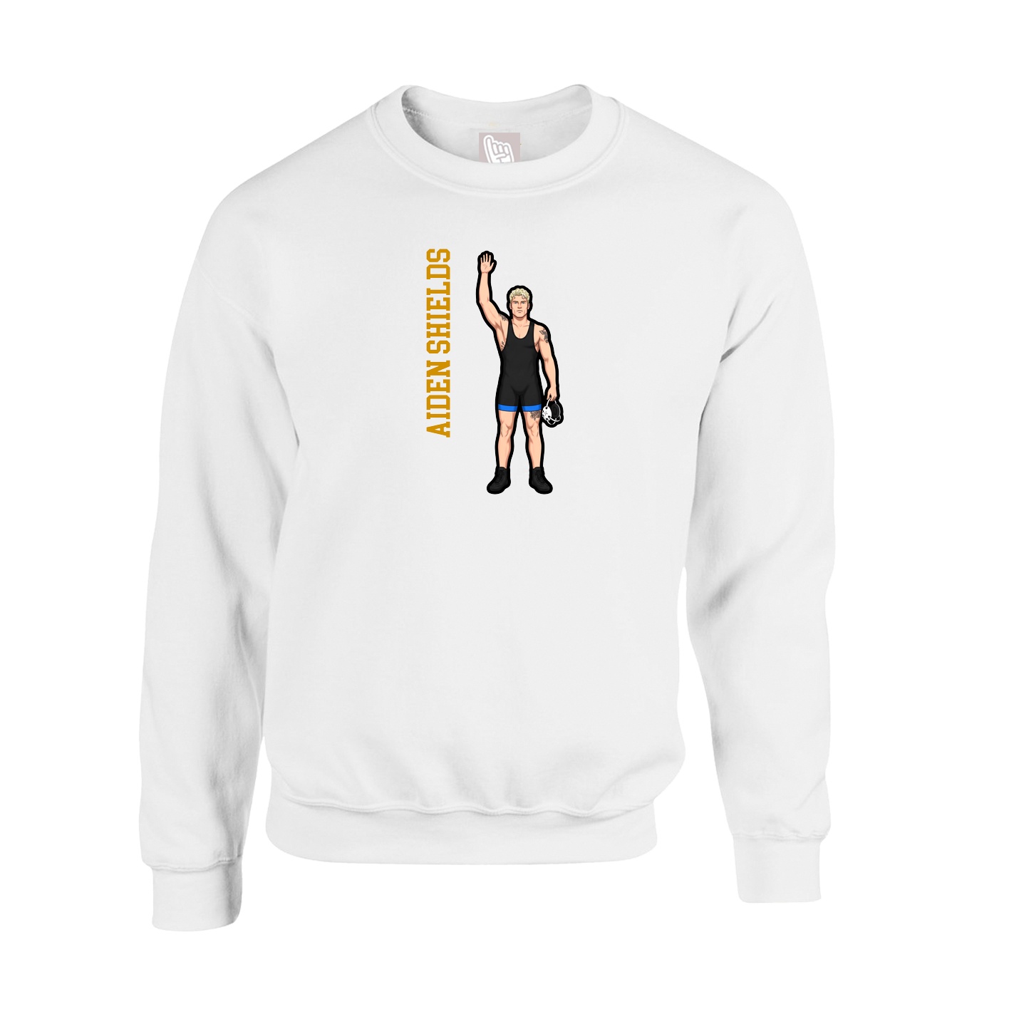Fleece Crew — Name Vertical in White