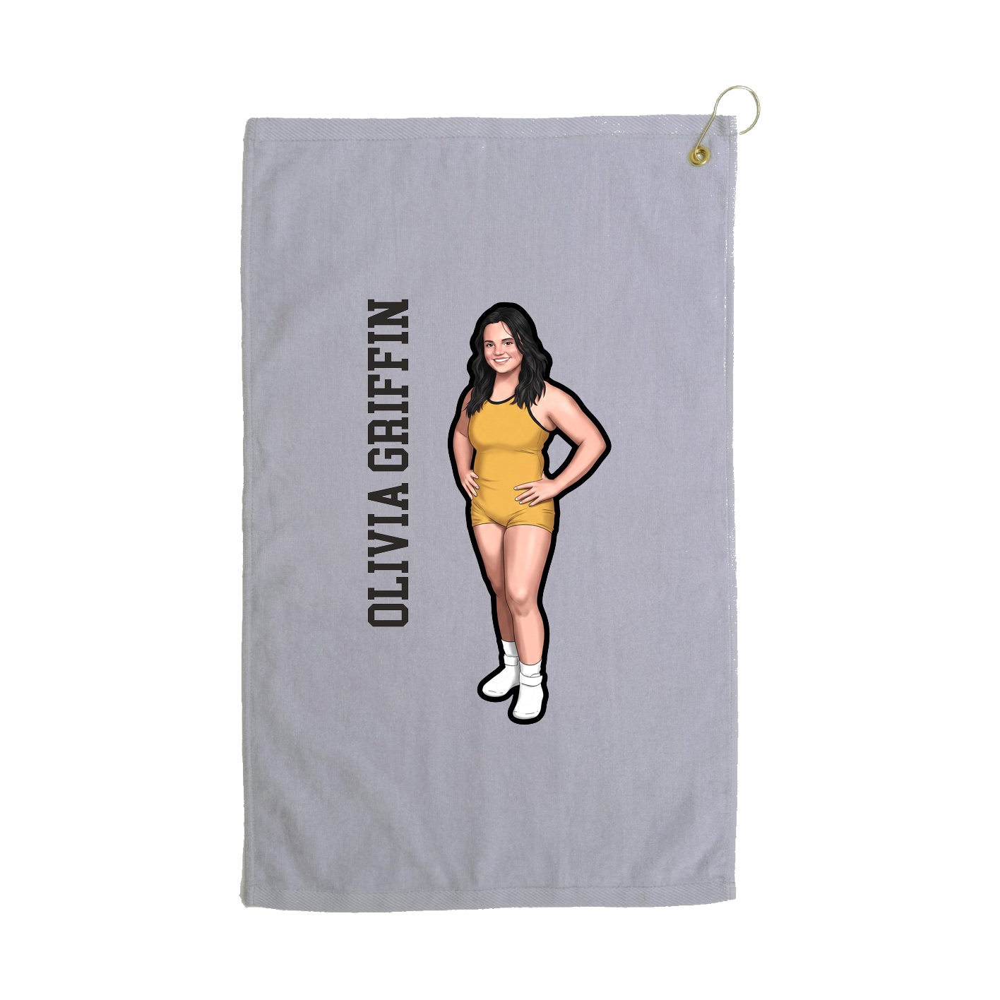 Golf Towel — Name Vertical in Grey