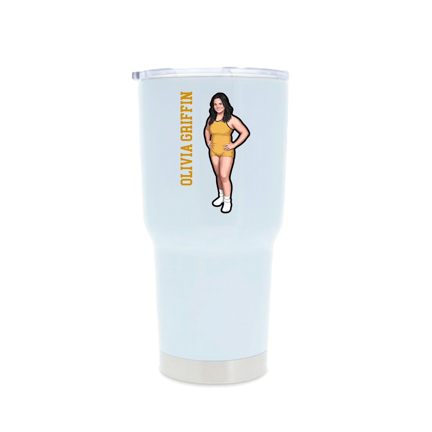 30oz Stainless Steel Tumbler — Name Vertical in White