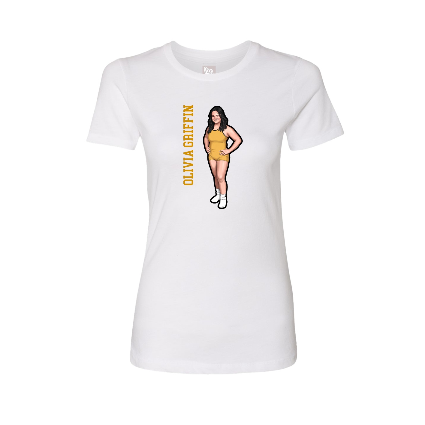 Fitted Women's Tee — Name Vertical in White