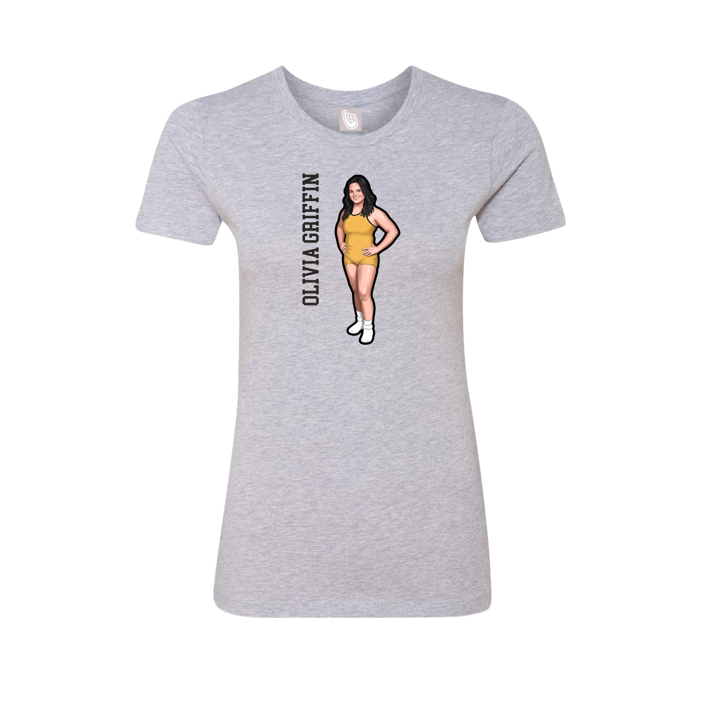 Fitted Women's Tee — Name Vertical in Grey