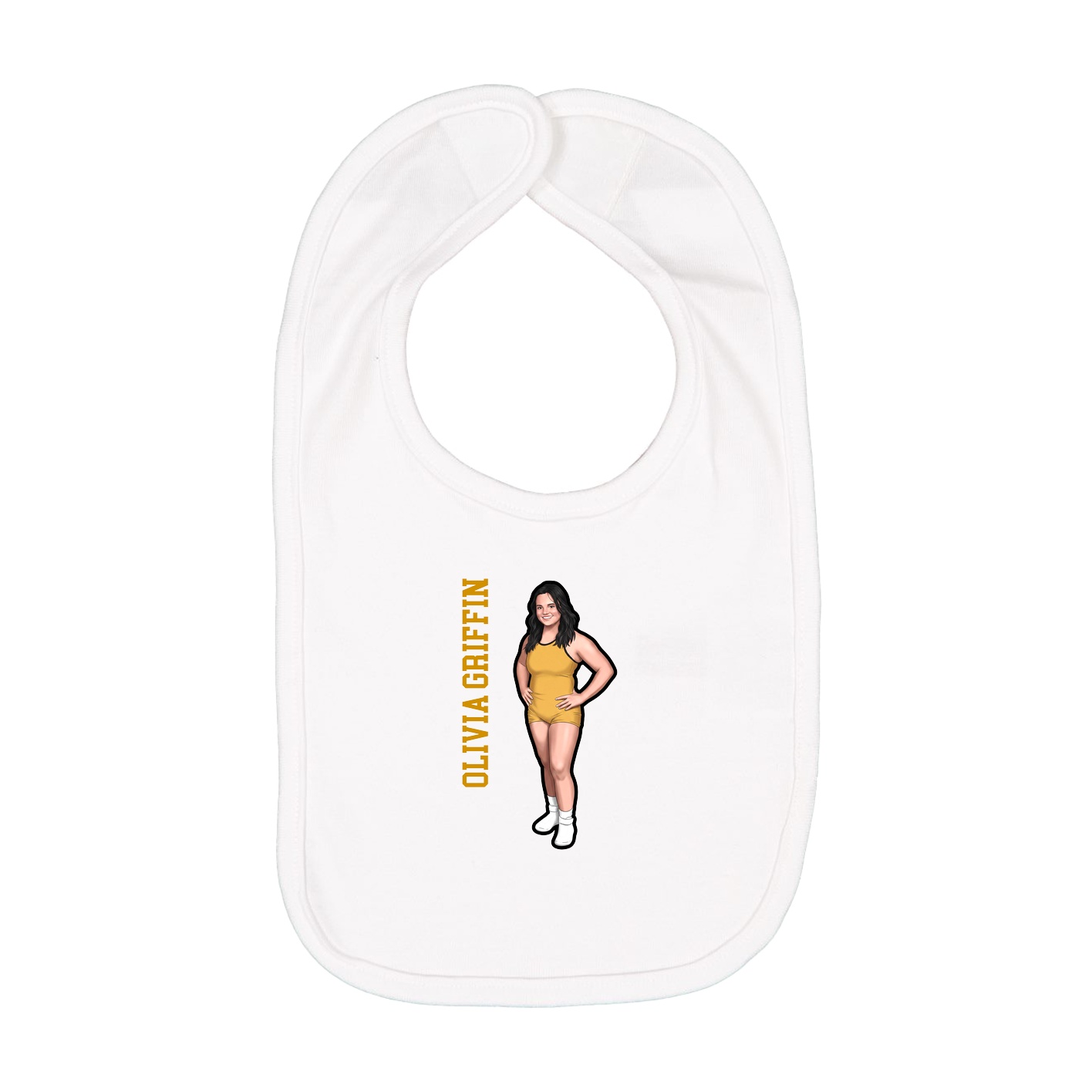 Infant Bib — Name Vertical in White