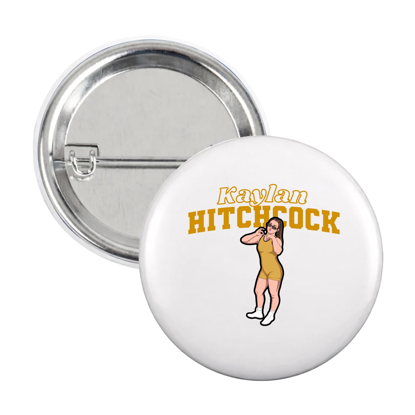 Game Day Button — Name Arch in White