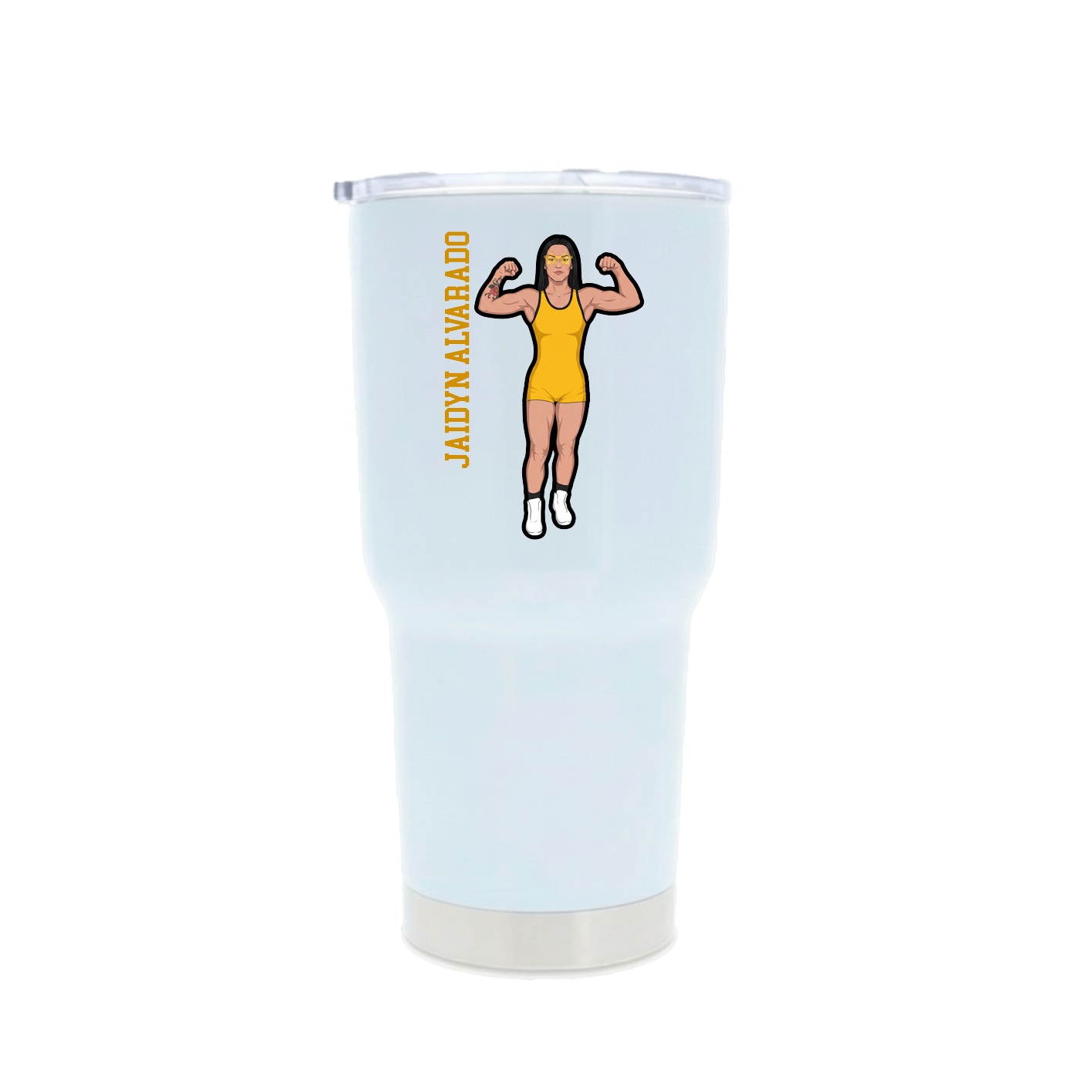 30oz Stainless Steel Tumbler — Name Vertical in White