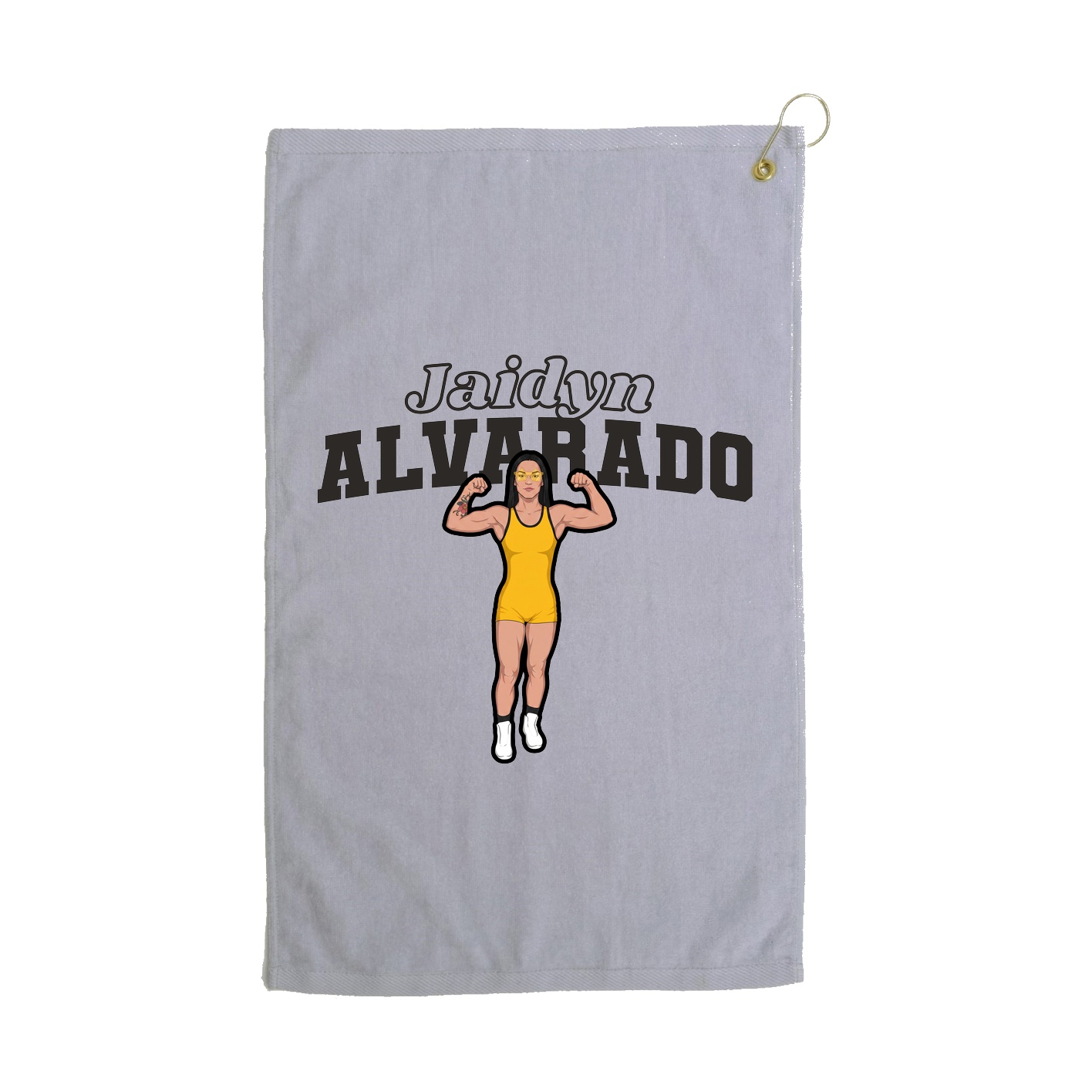 Golf Towel — Name Arch in Grey