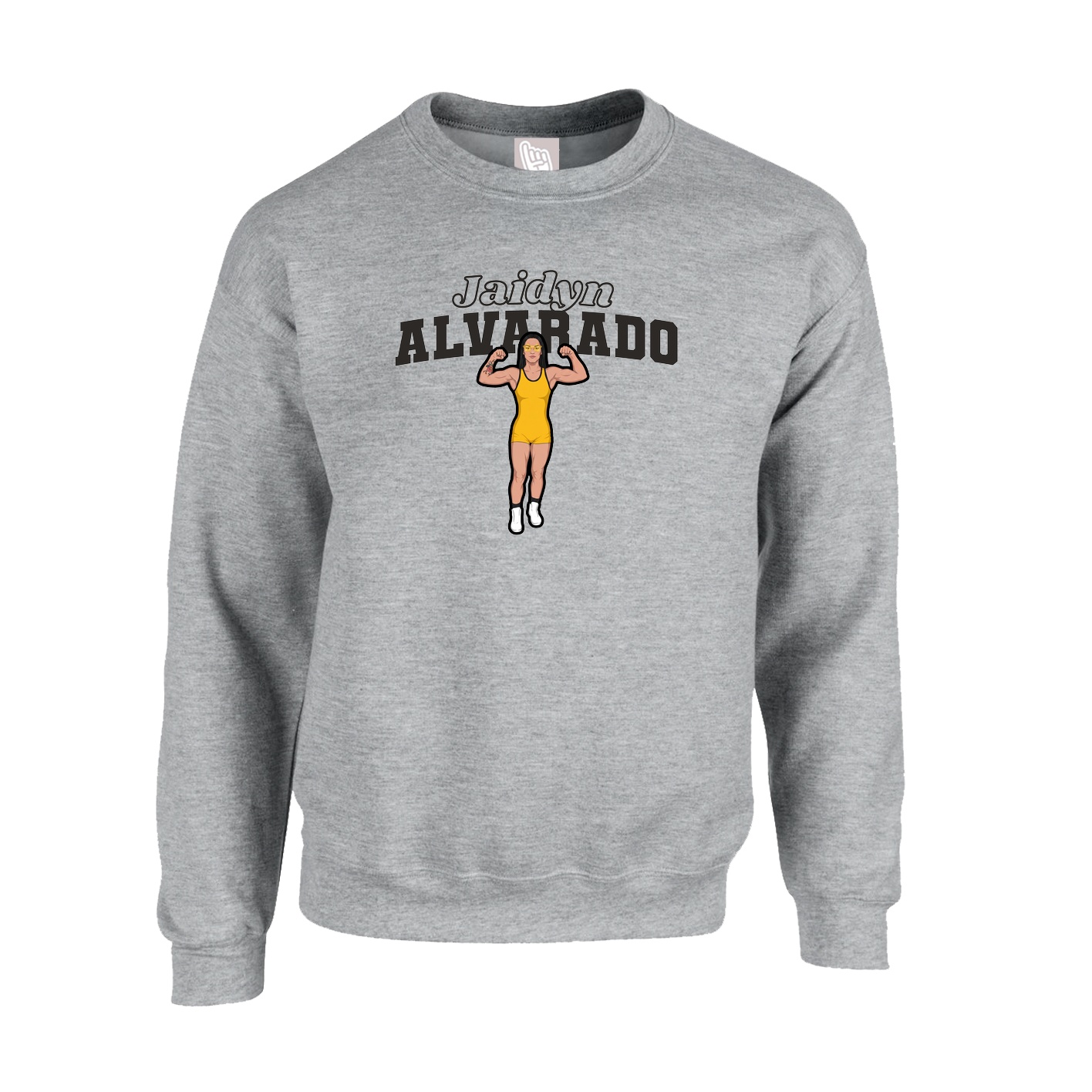 Fleece Crew — Name Arch in Grey