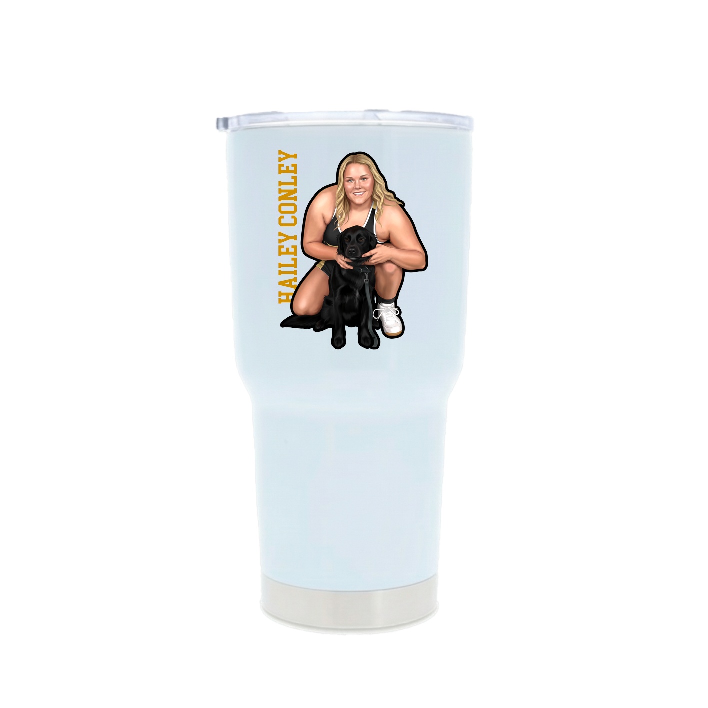 30oz Stainless Steel Tumbler — Name Vertical in White