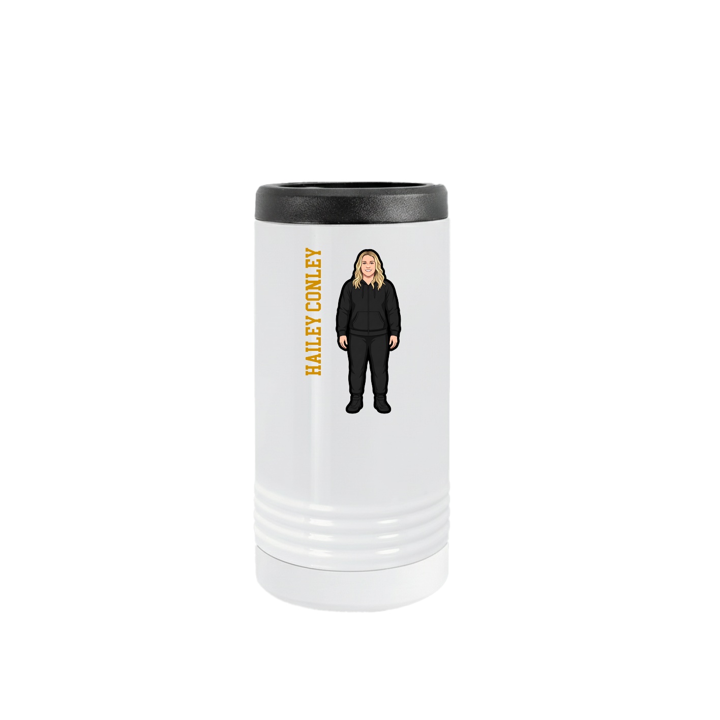 Slim Beverage Holder — Name Vertical in White