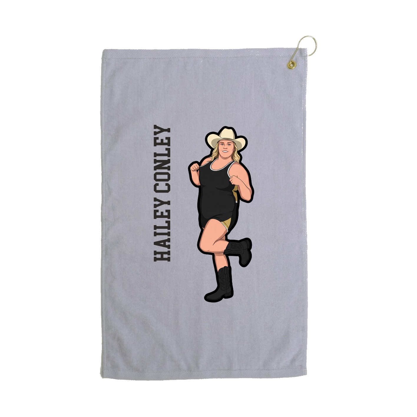 Golf Towel — Name Vertical in Grey