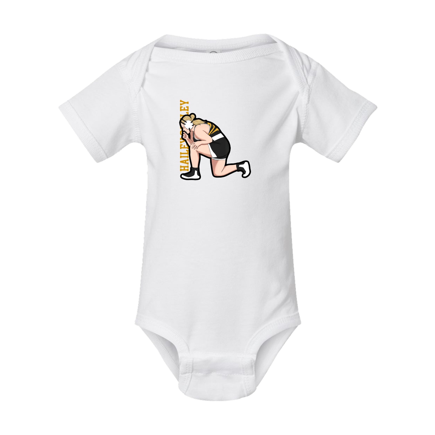 Baby Onesie — Name Vertical in White