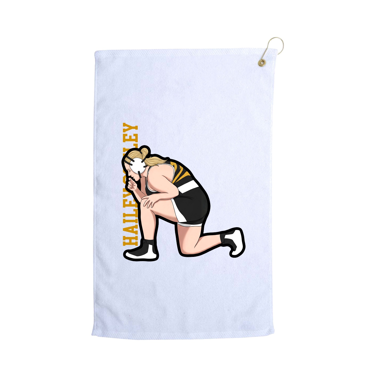 Golf Towel — Name Vertical in White