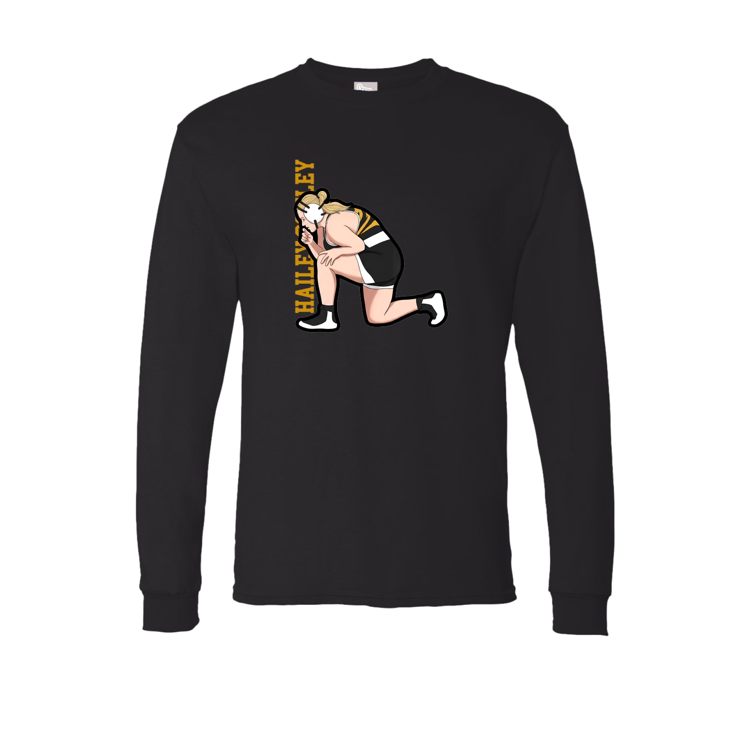 Long Sleeve Tee — Name Vertical in Black