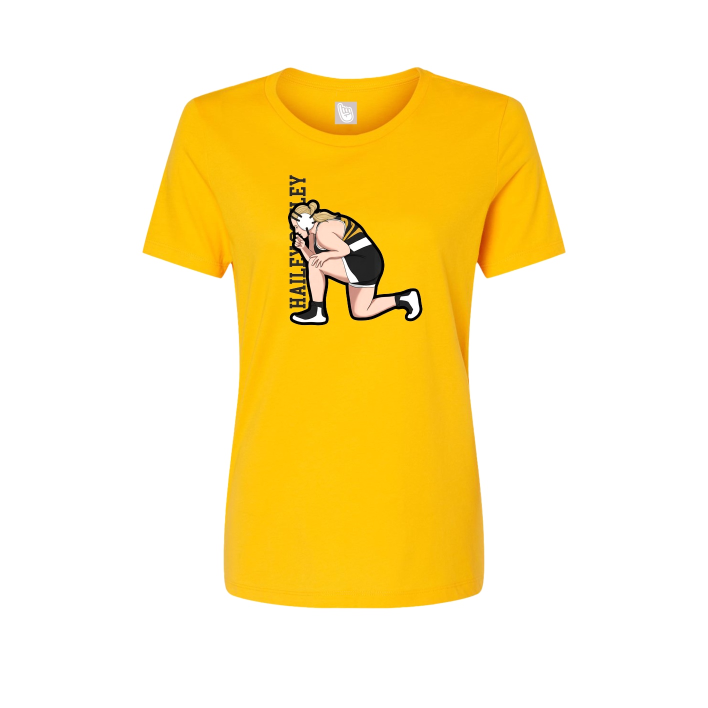 Womens Tee — Name Vertical in Gold