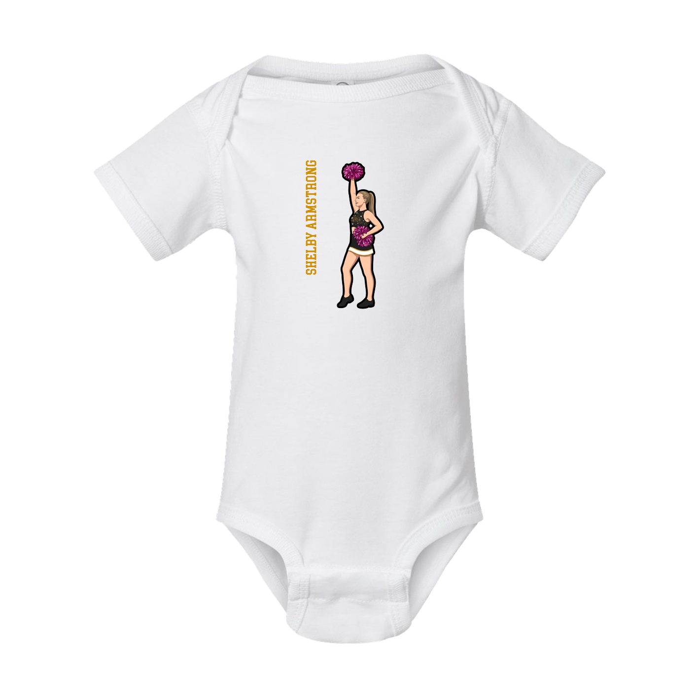Baby Onesie — Name Vertical in White