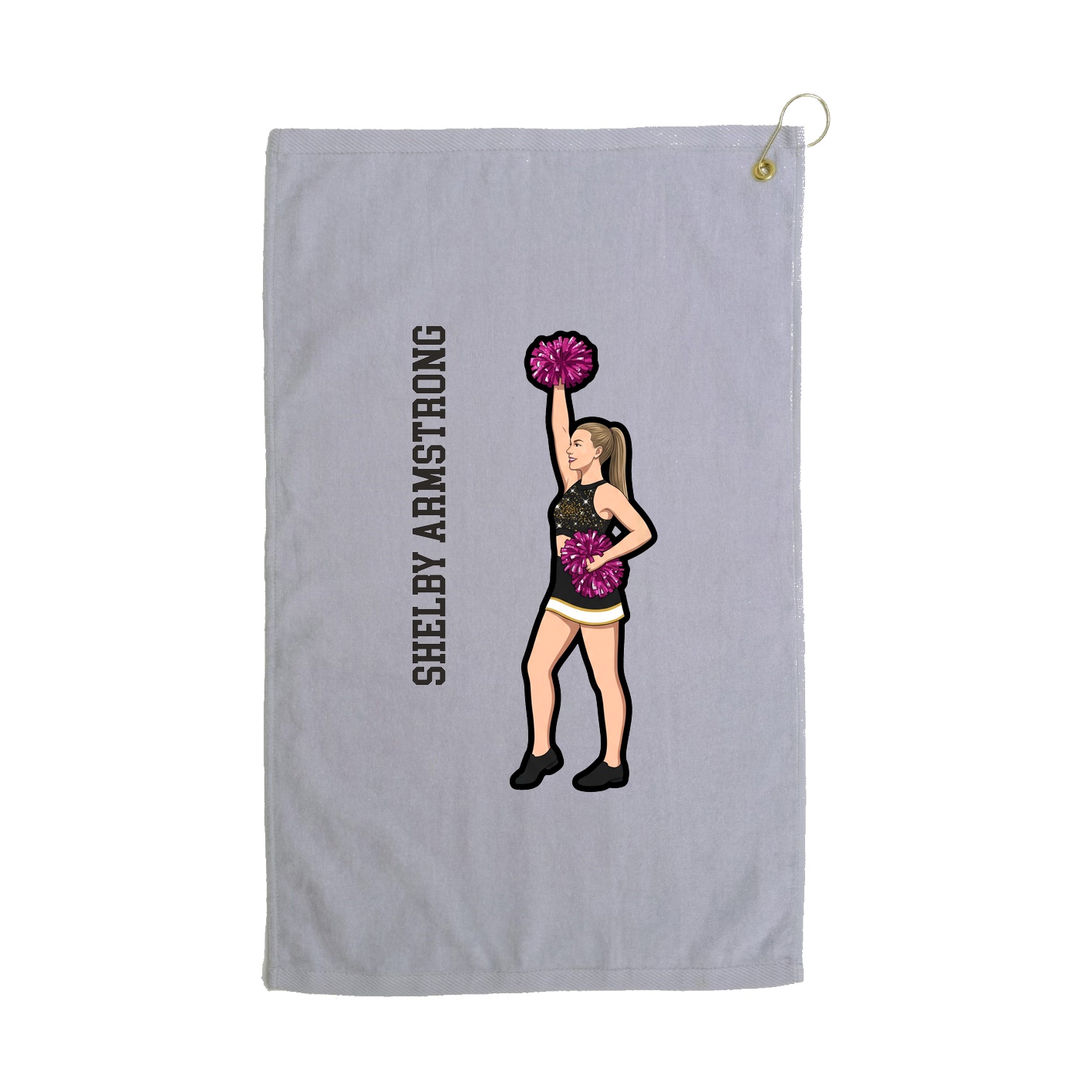 Golf Towel — Name Vertical in Grey