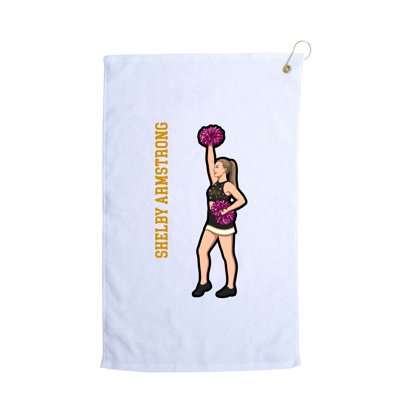 Golf Towel — Name Vertical in White