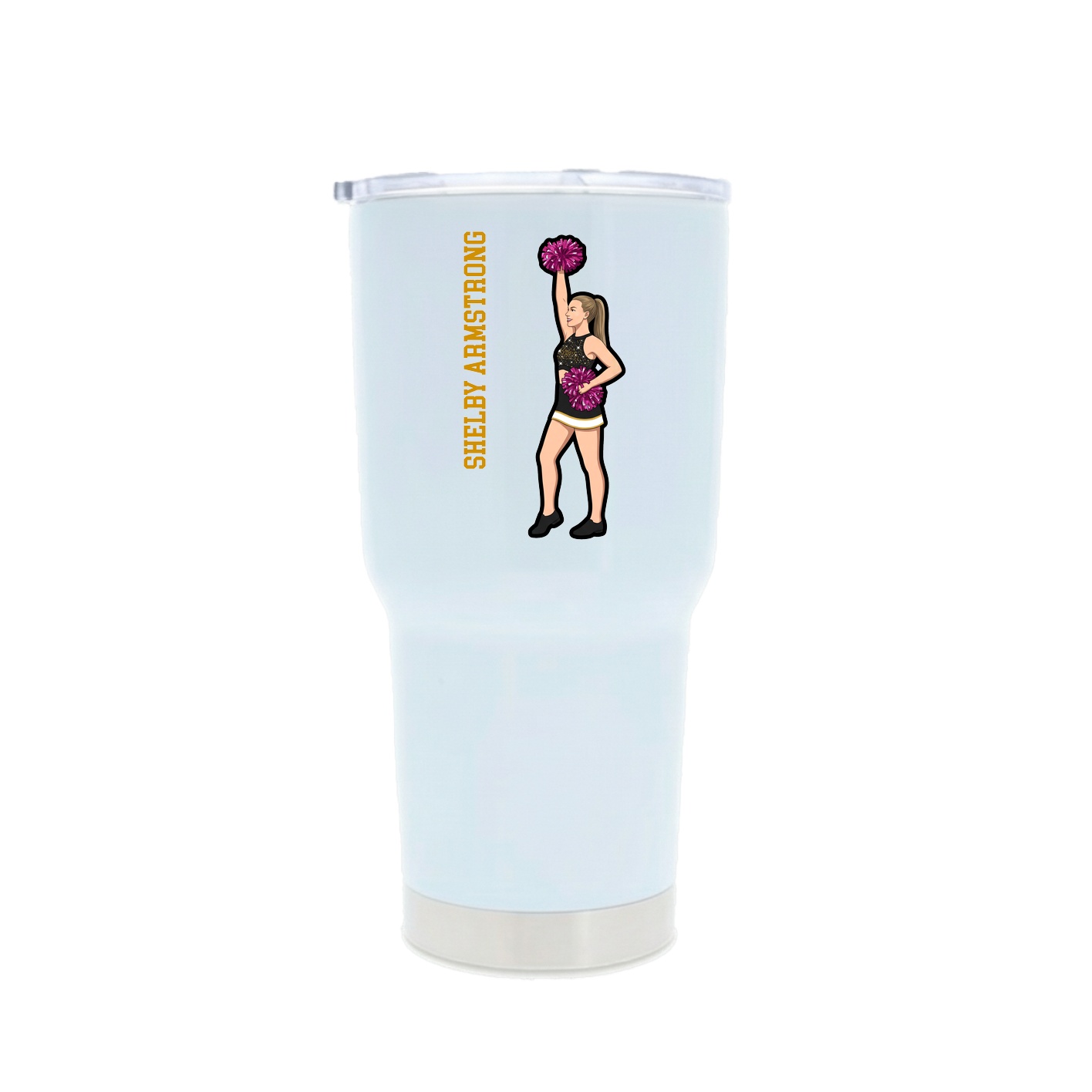 30oz Stainless Steel Tumbler — Name Vertical in White