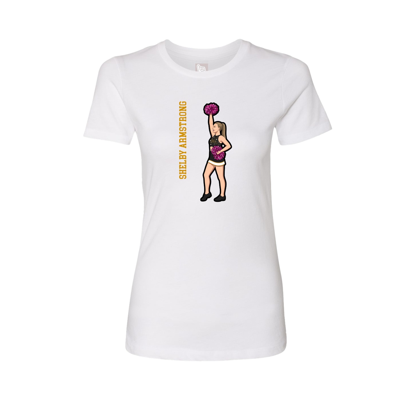 Womens Tee — Name Vertical in White
