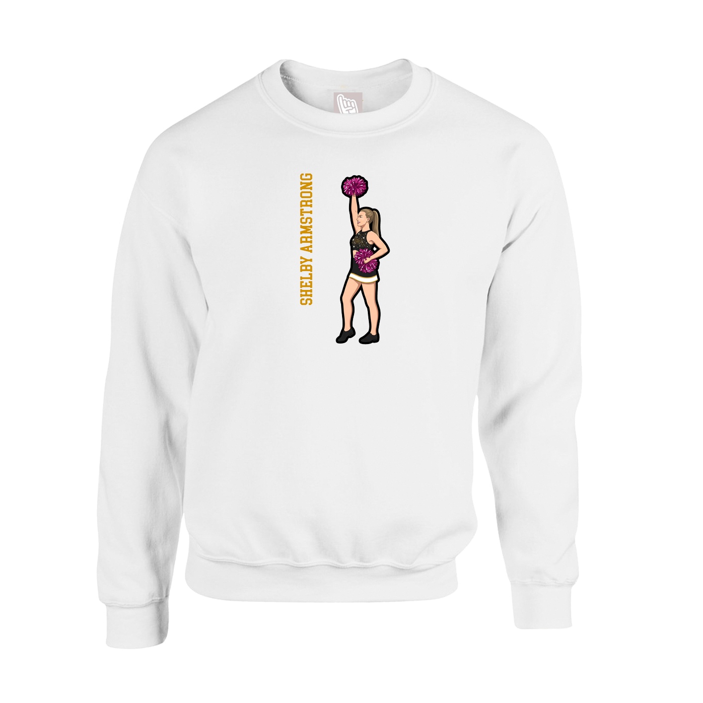Fleece Crew — Name Vertical in White