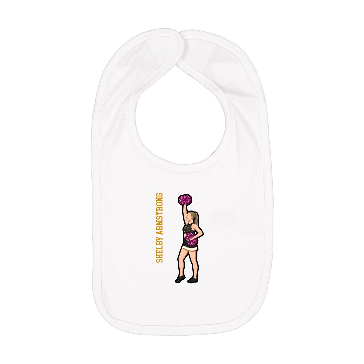 Infant Bib — Name Vertical in White
