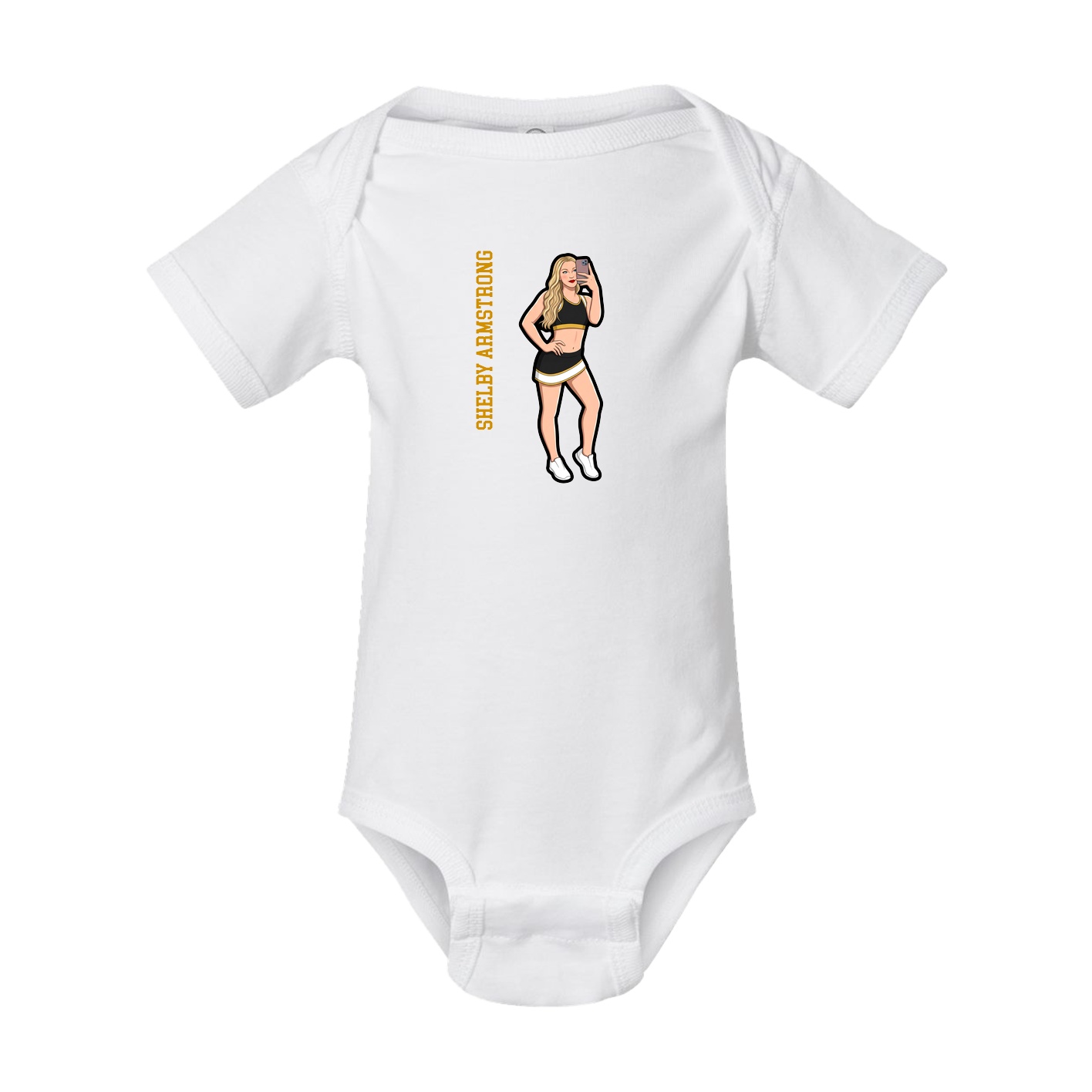 Baby Onesie — Name Vertical in White