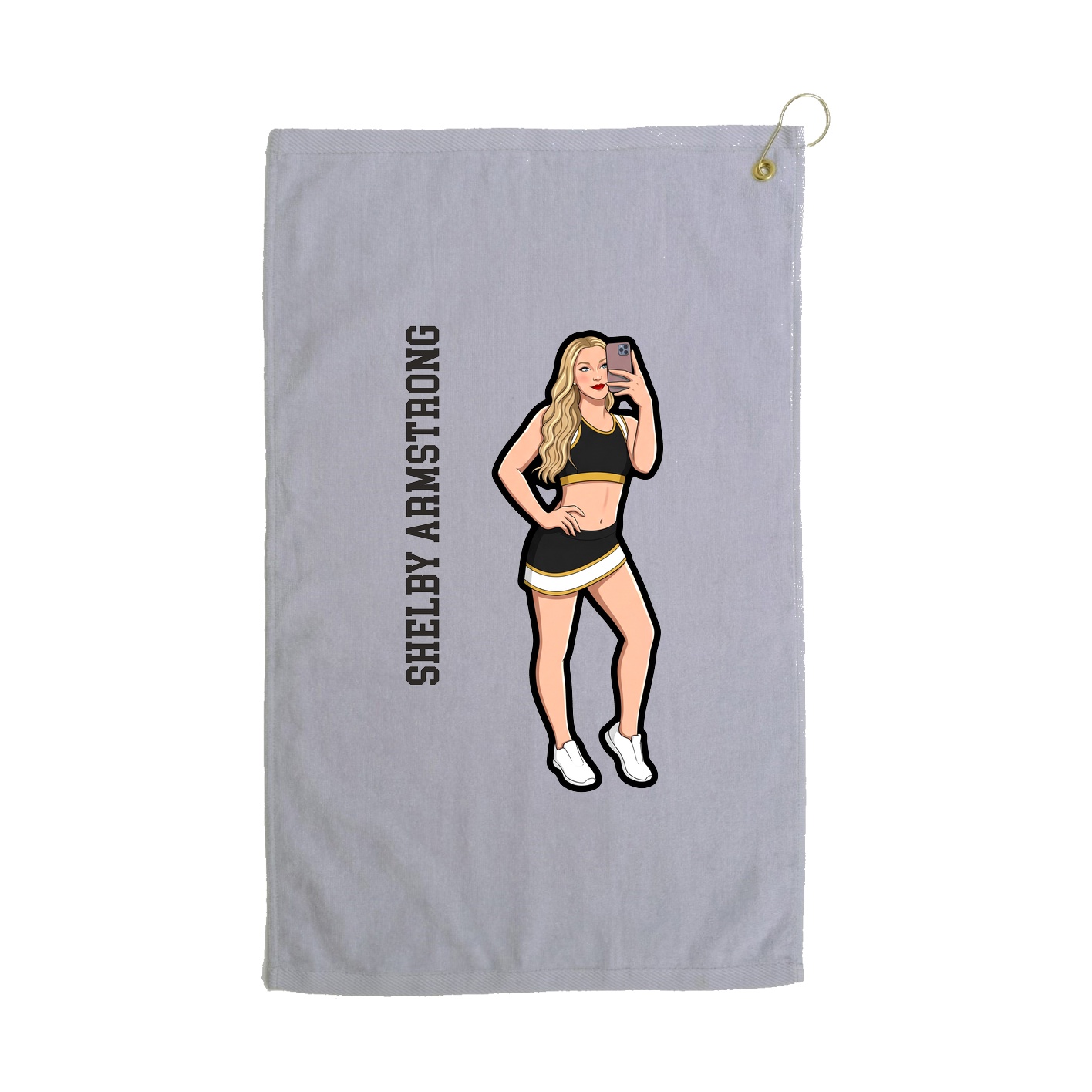 Golf Towel — Name Vertical in Grey