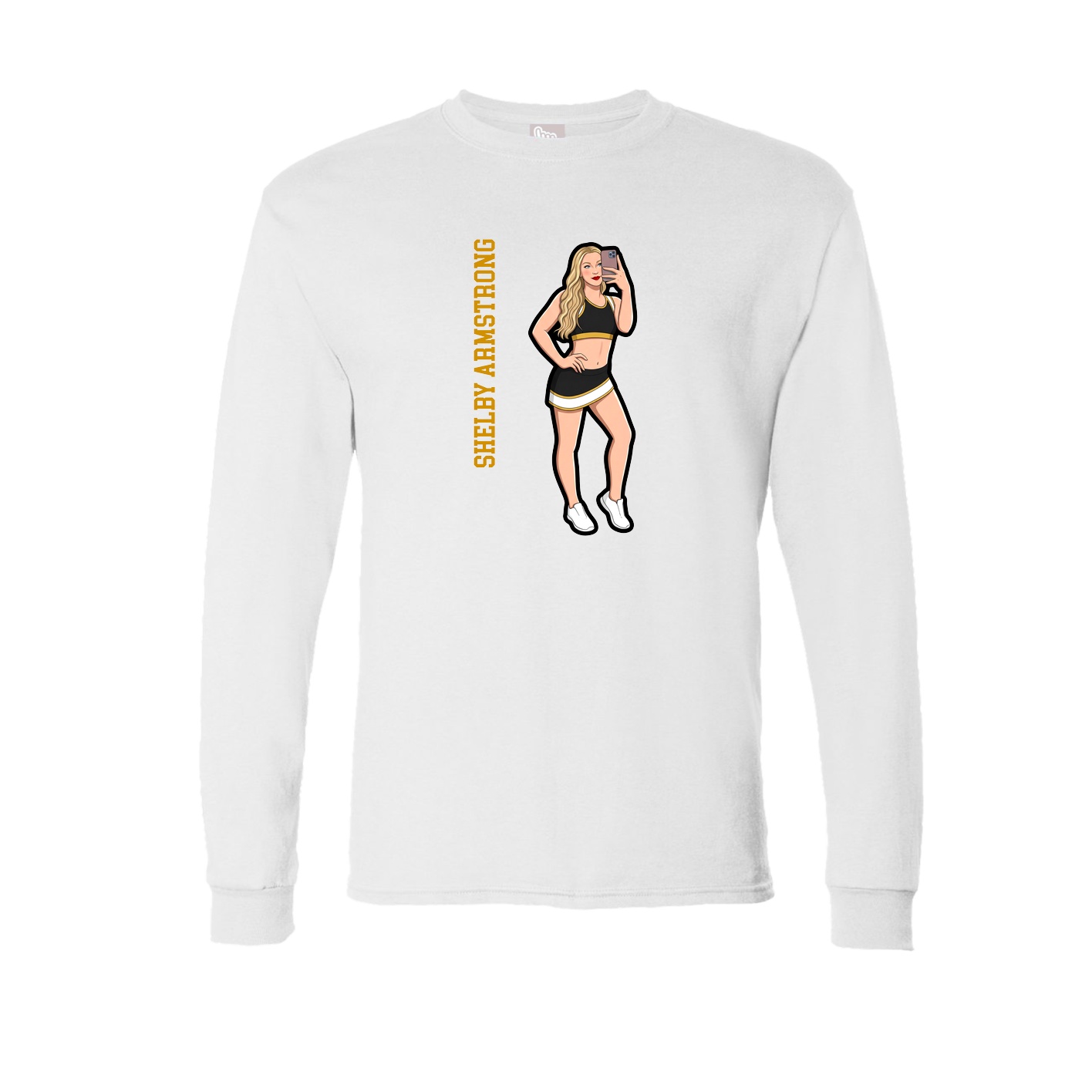 Long Sleeve Tee — Name Vertical in White
