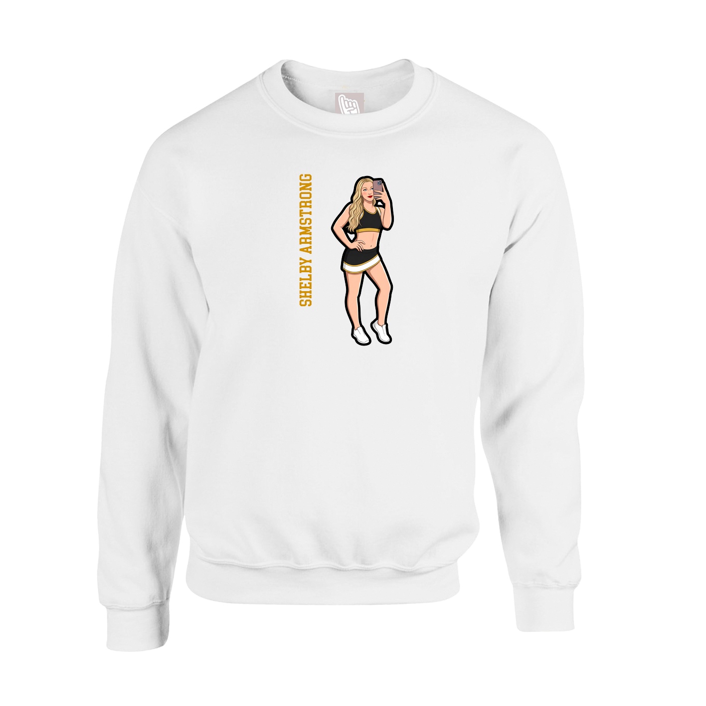 Fleece Crew — Name Vertical in White