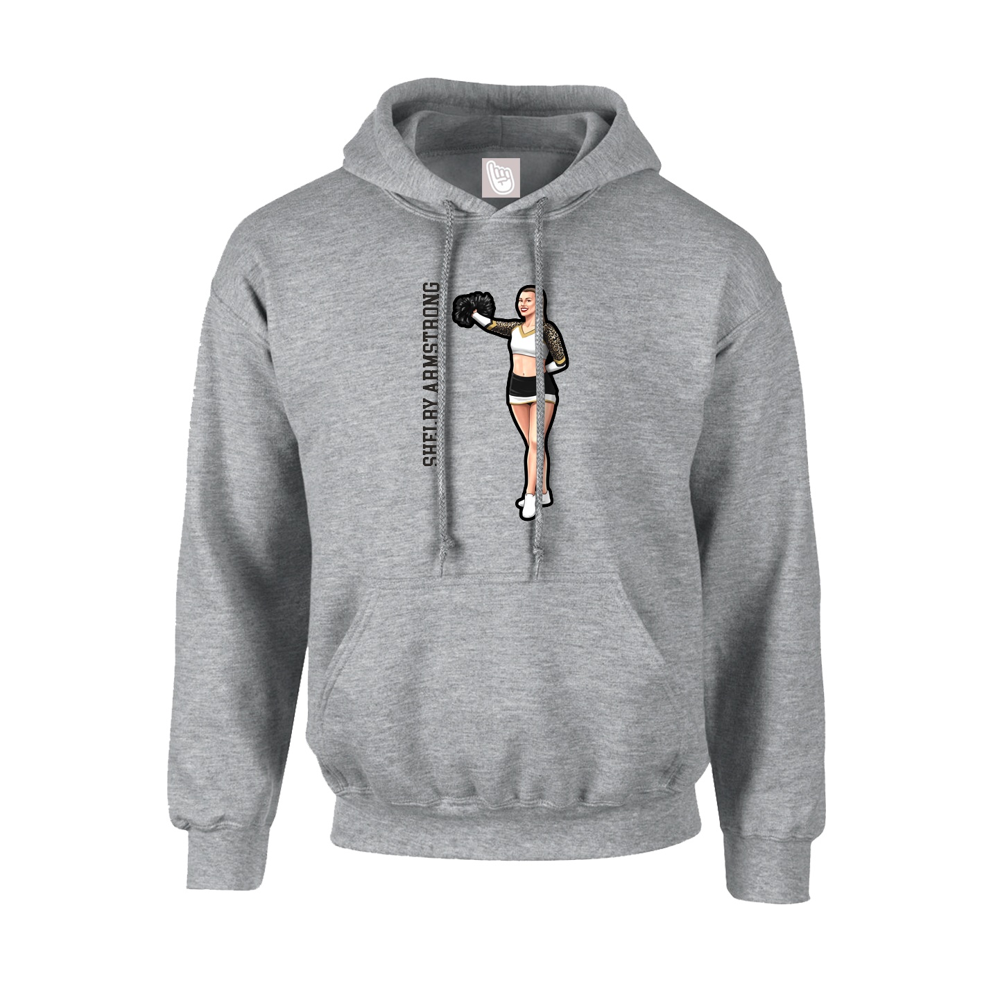 Hoodie — Name Vertical in Grey
