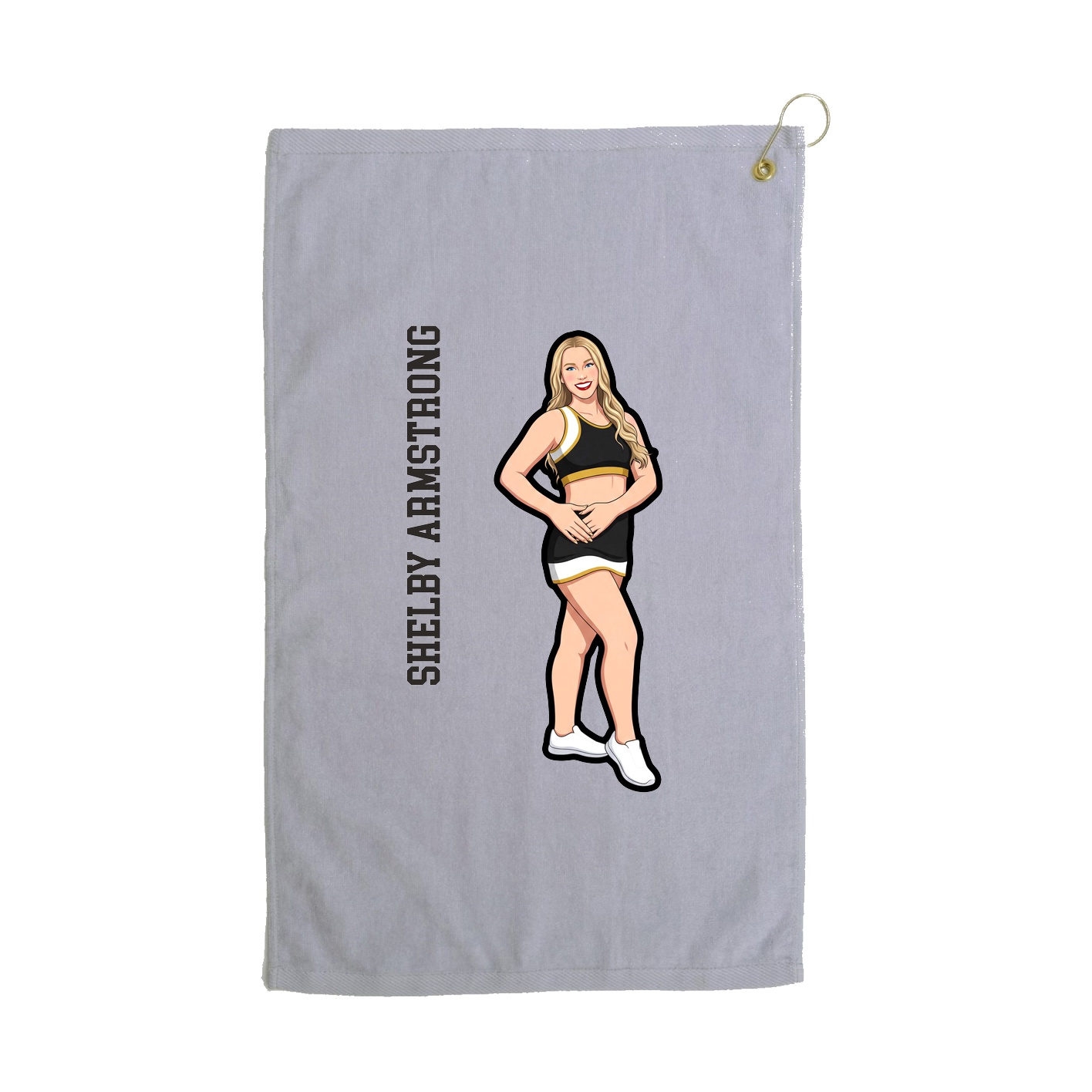 Golf Towel — Name Vertical in Grey