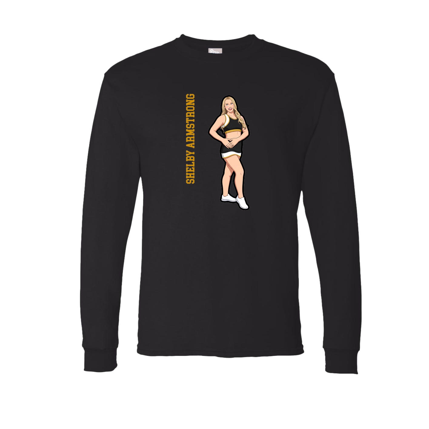Long Sleeve Tee — Name Vertical in Black