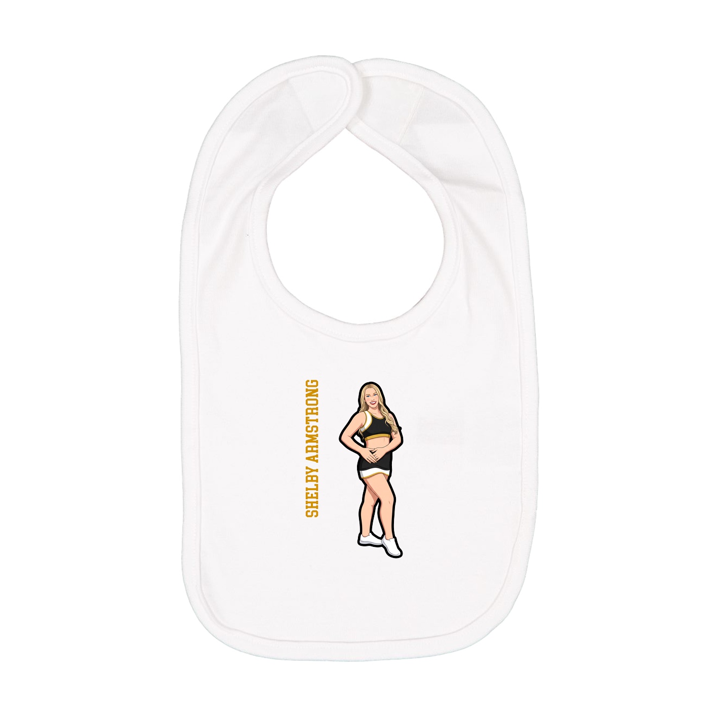 Infant Bib — Name Vertical in White