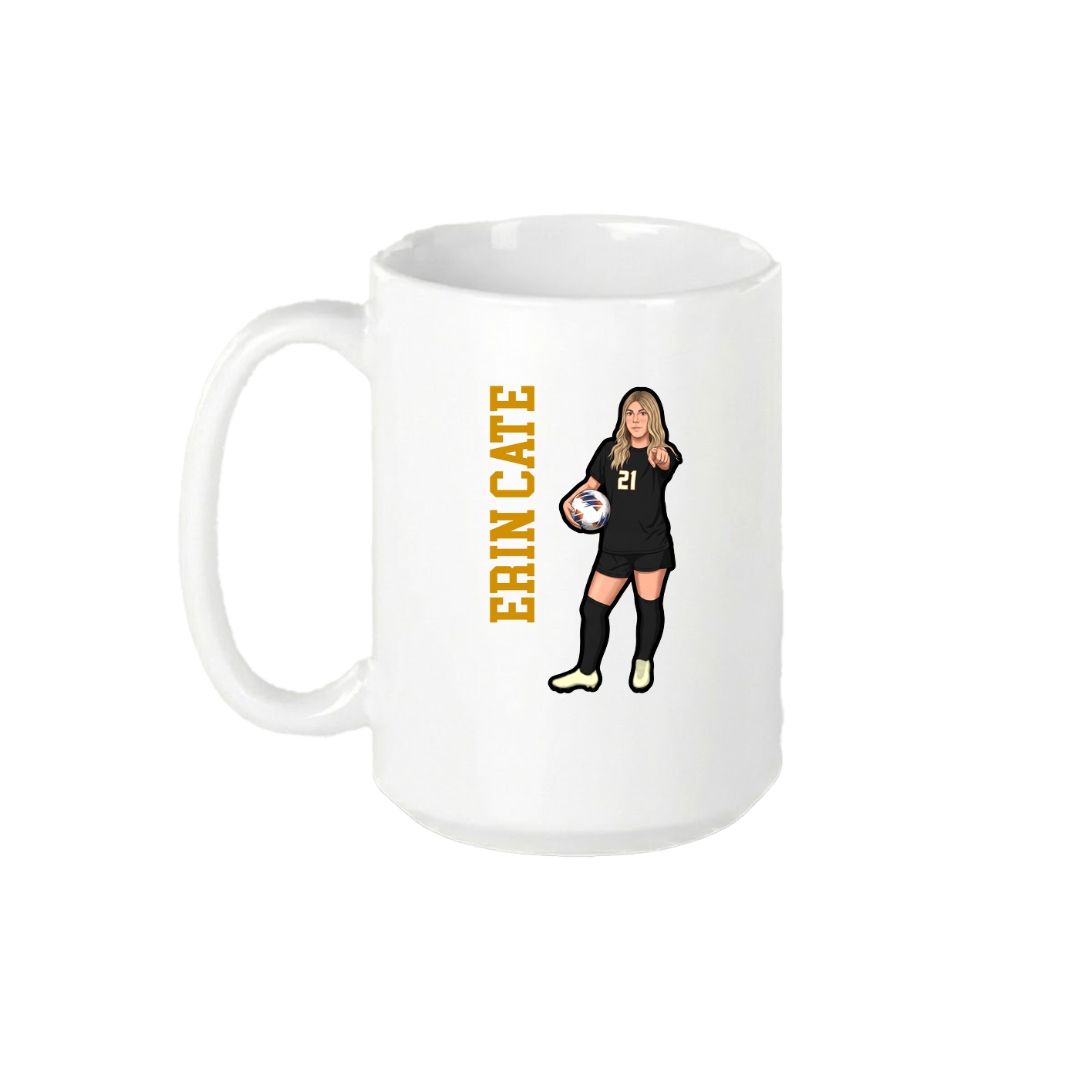 15oz Coffee Mug — Name Vertical in White
