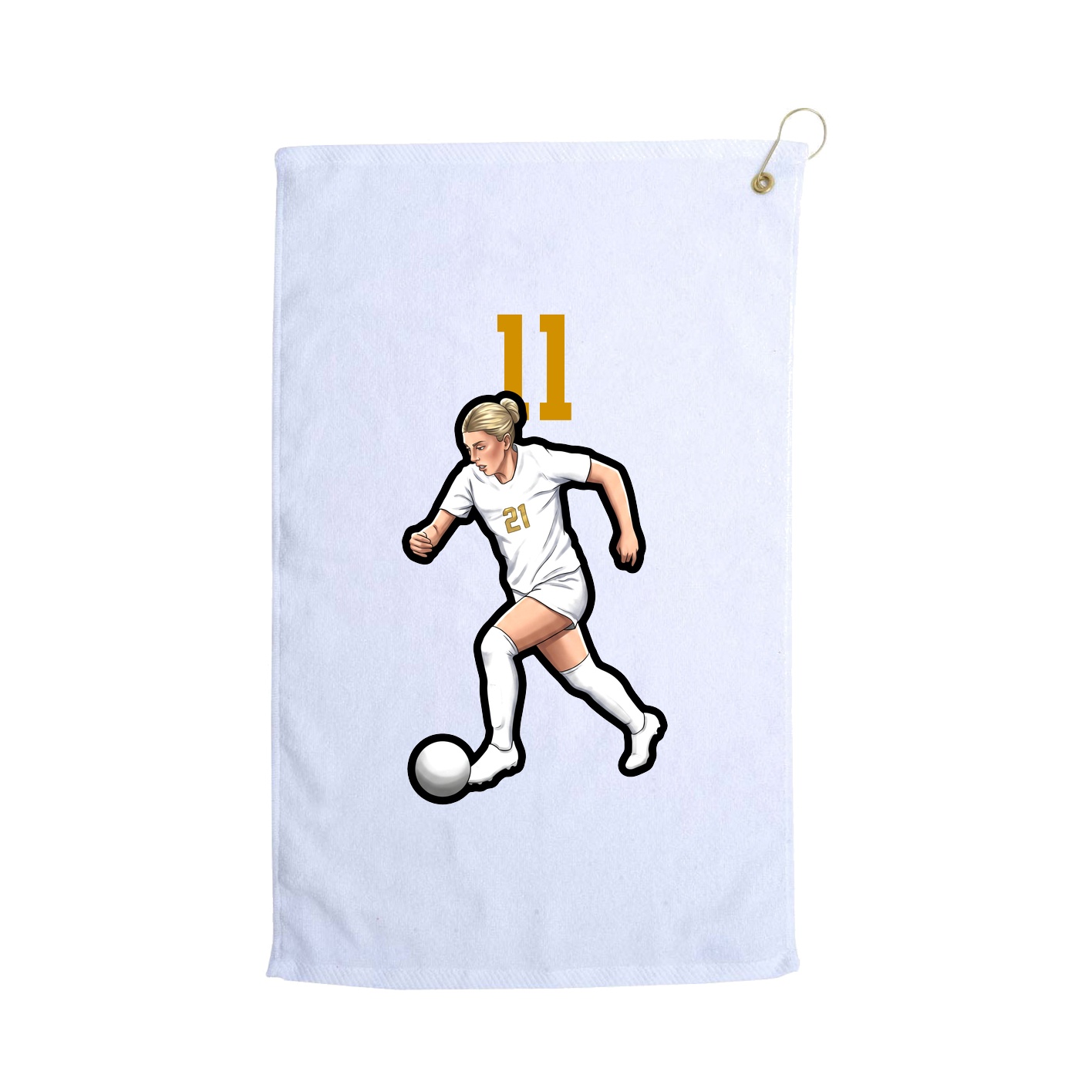 Golf Towel — Number Top in White