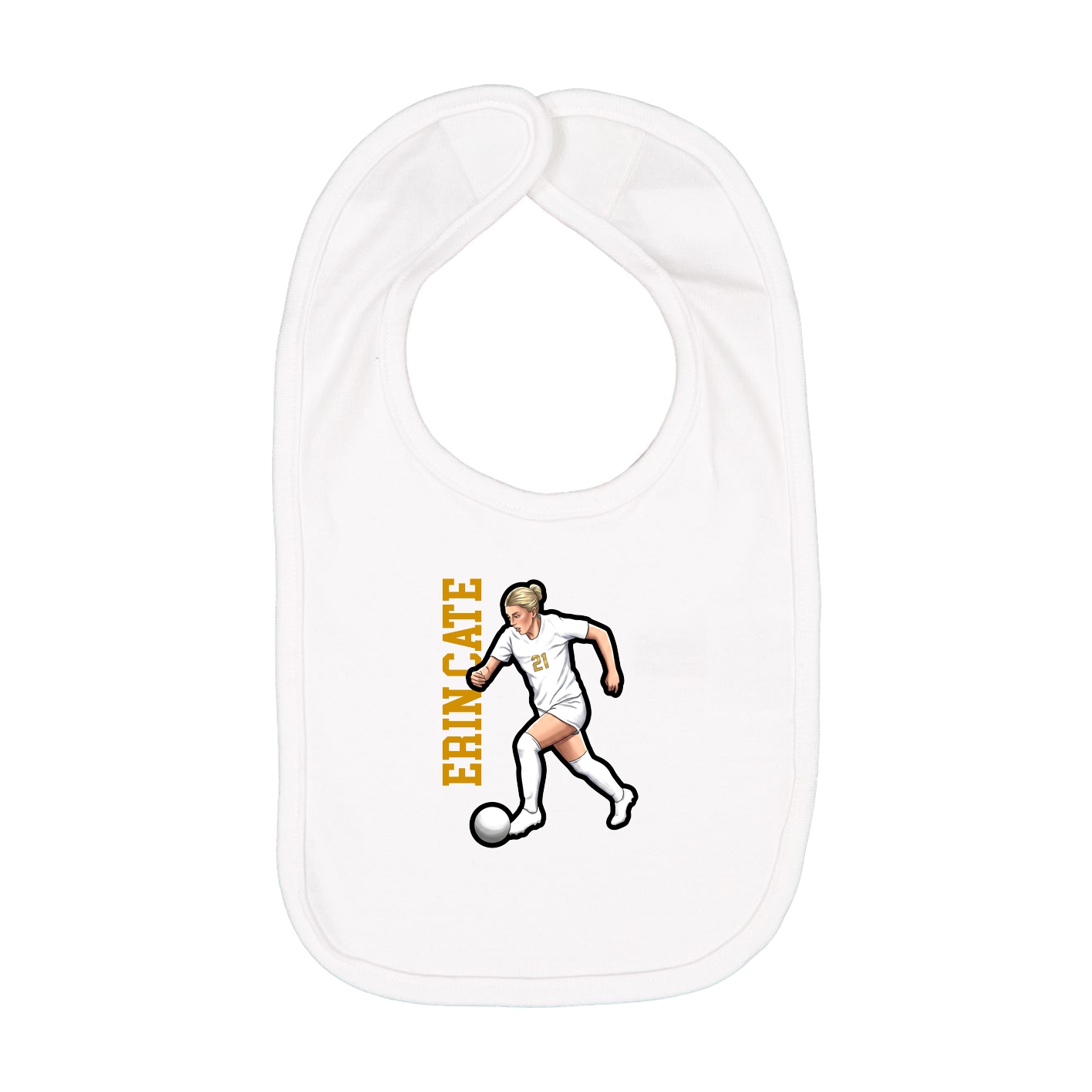 Infant Bib — Name Vertical in White