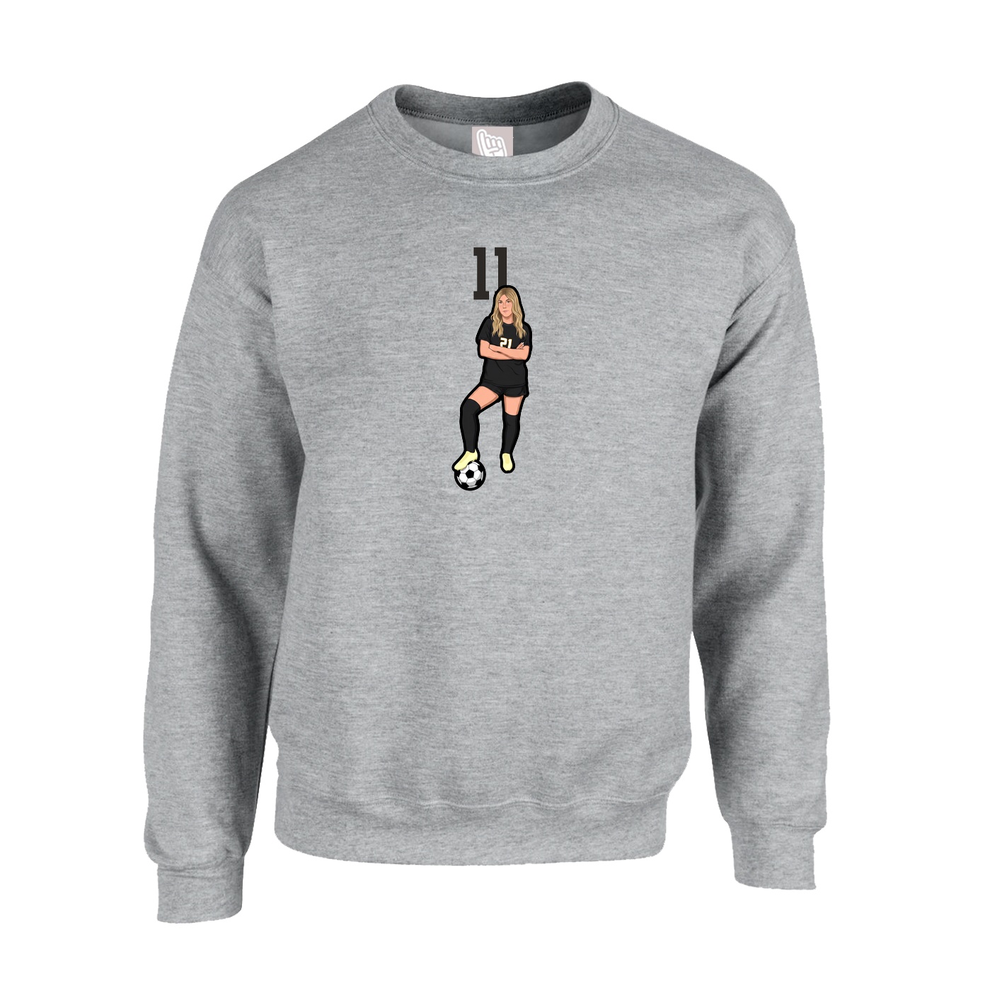 Fleece Crew — Number Top in Grey