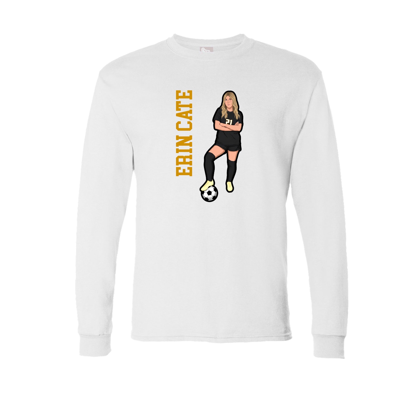 Long Sleeve Tee — Name Vertical in White