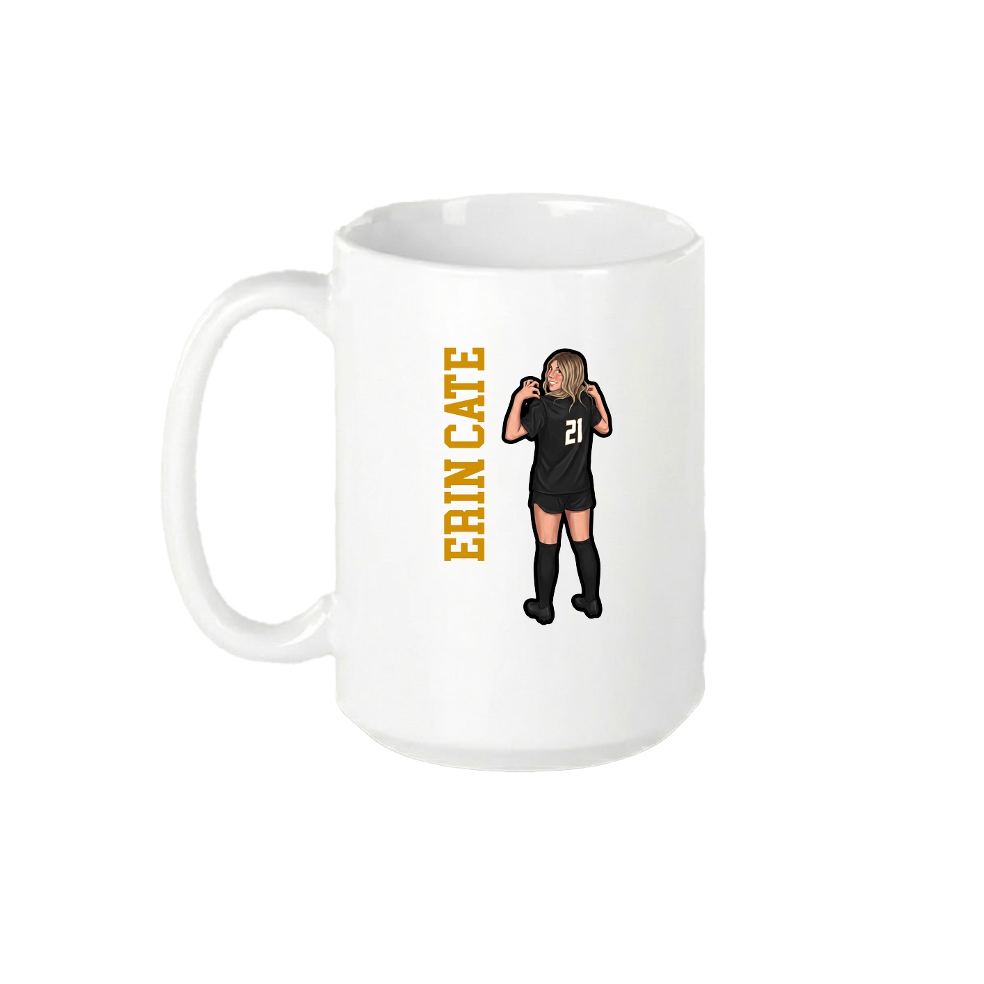 15oz Coffee Mug — Name Vertical in White