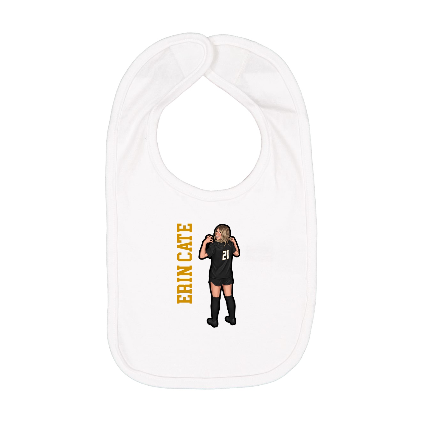 Infant Bib — Name Vertical in White