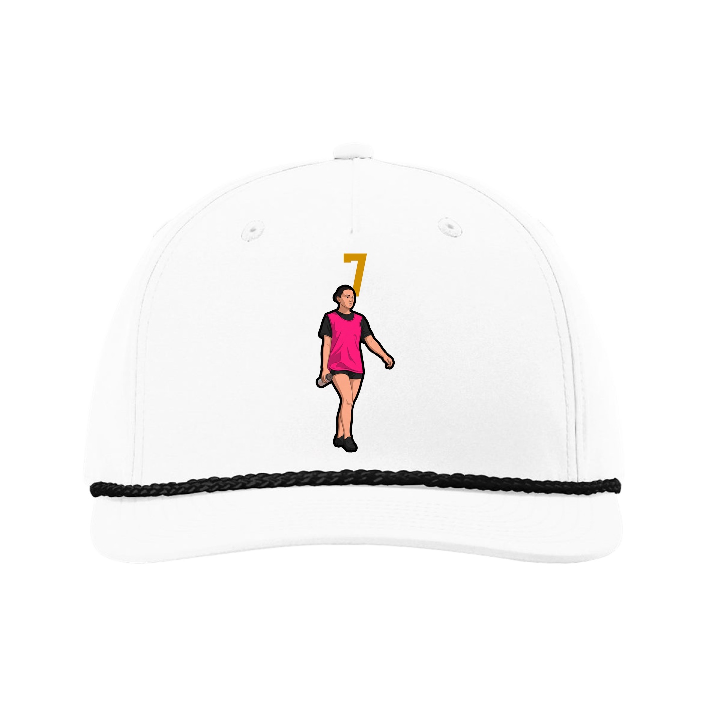 Five-Panel Classic Rope Cap — Number Top in White