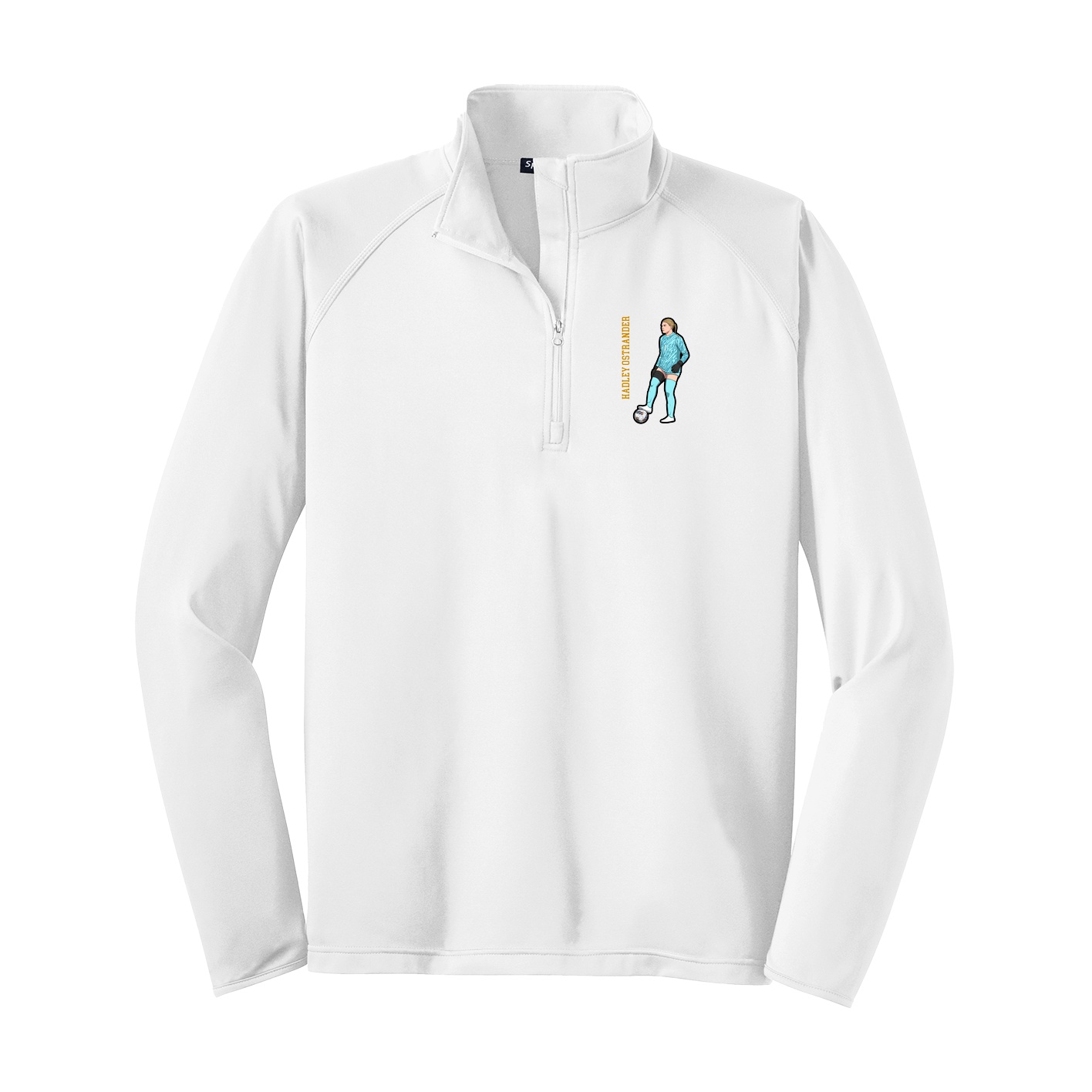 Q-Zip Pullover — Name Vertical in White