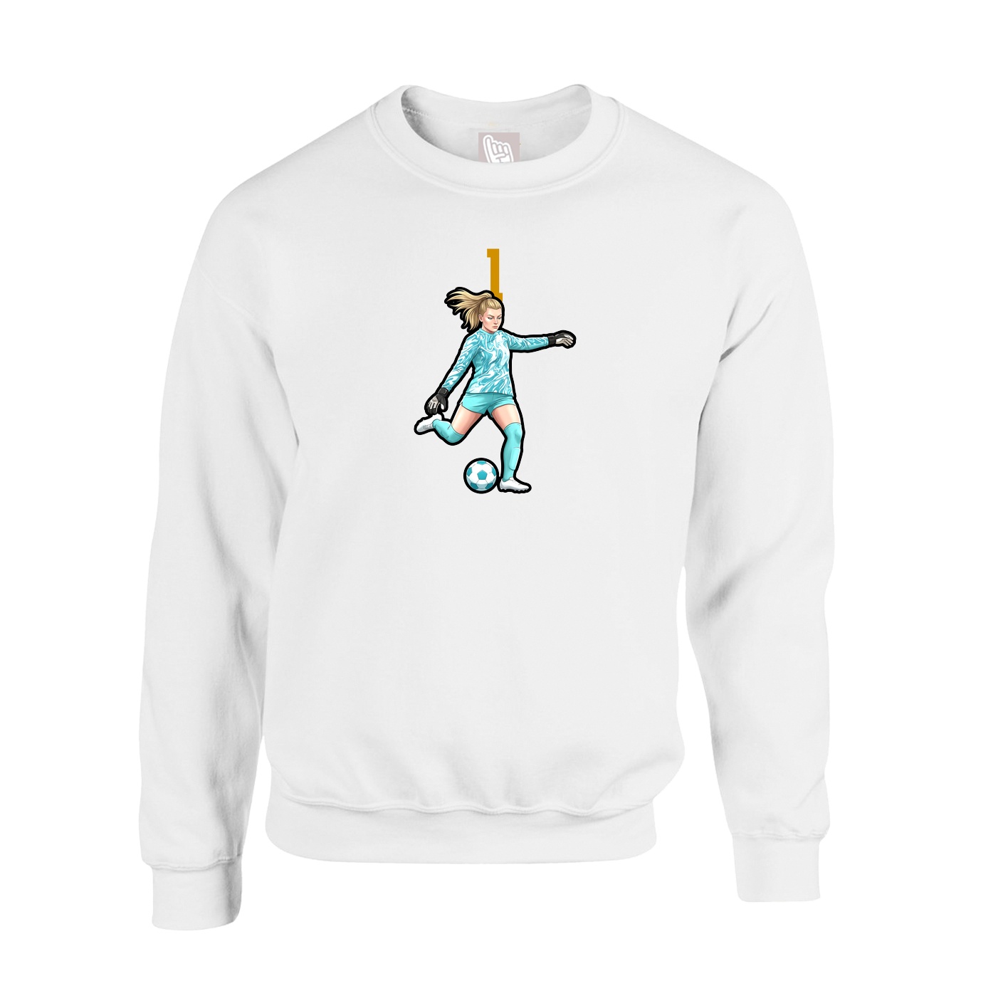 Fleece Crew — Number Top in White