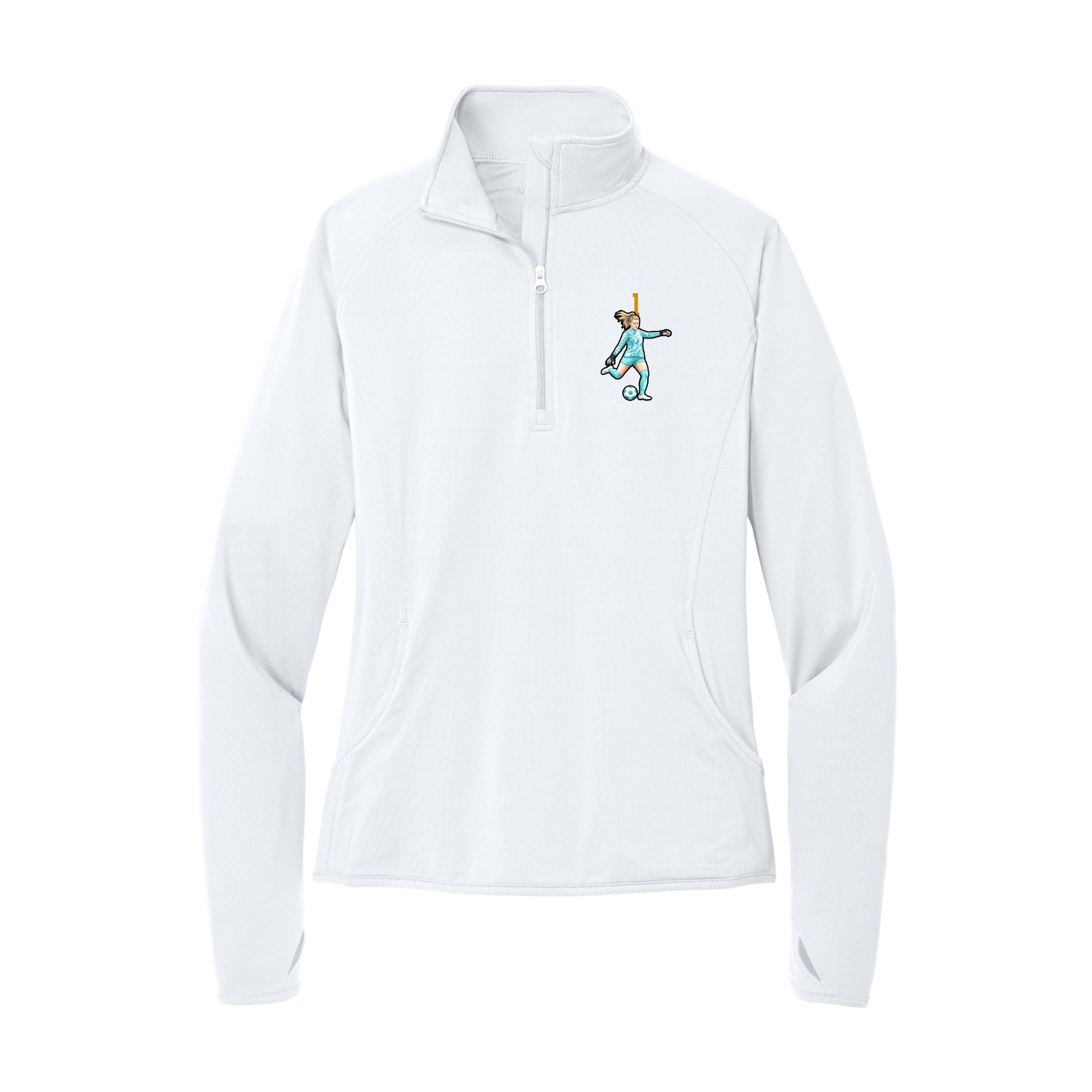 Women's Q-Zip Pullover — Number Top in White
