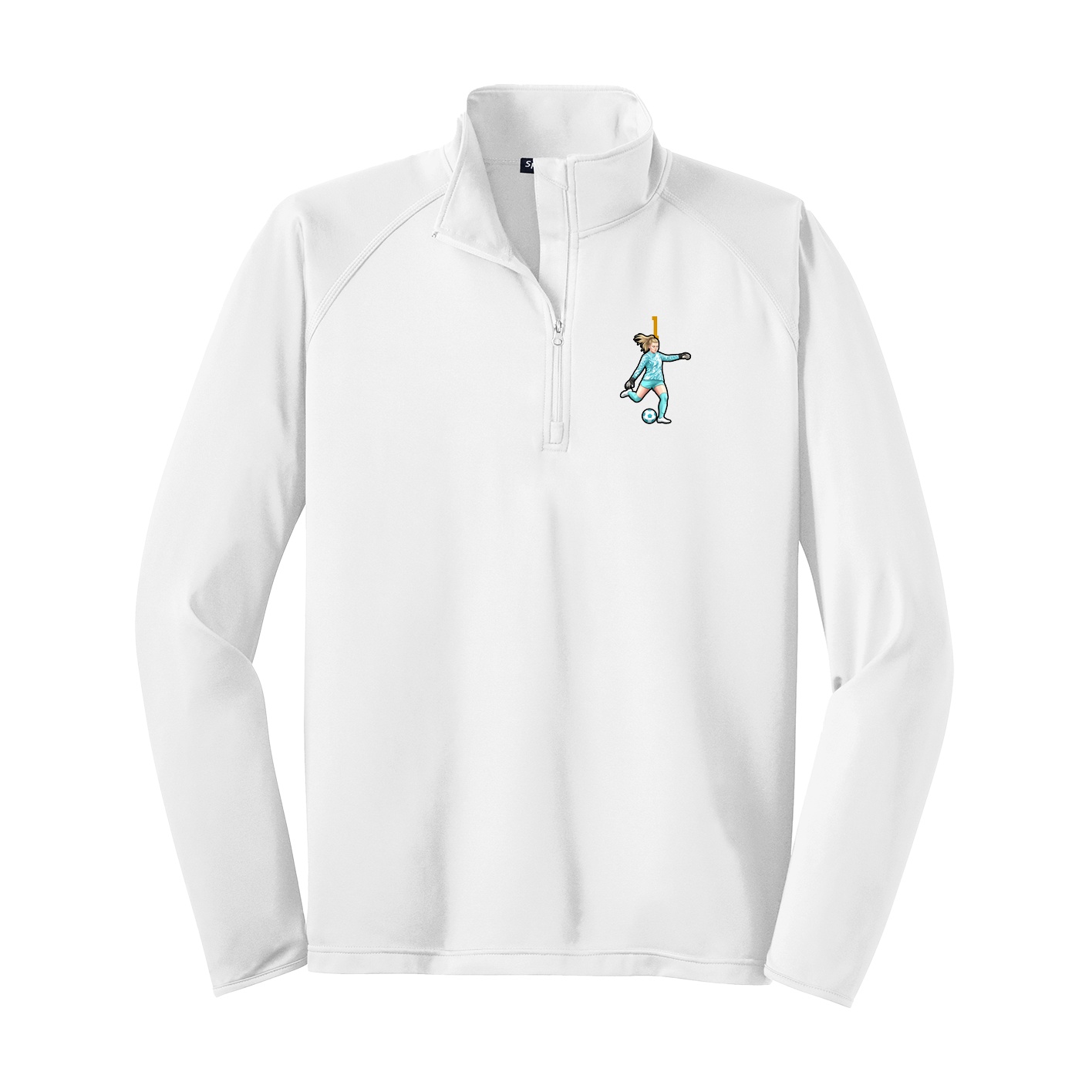 Q-Zip Pullover — Number Top in White
