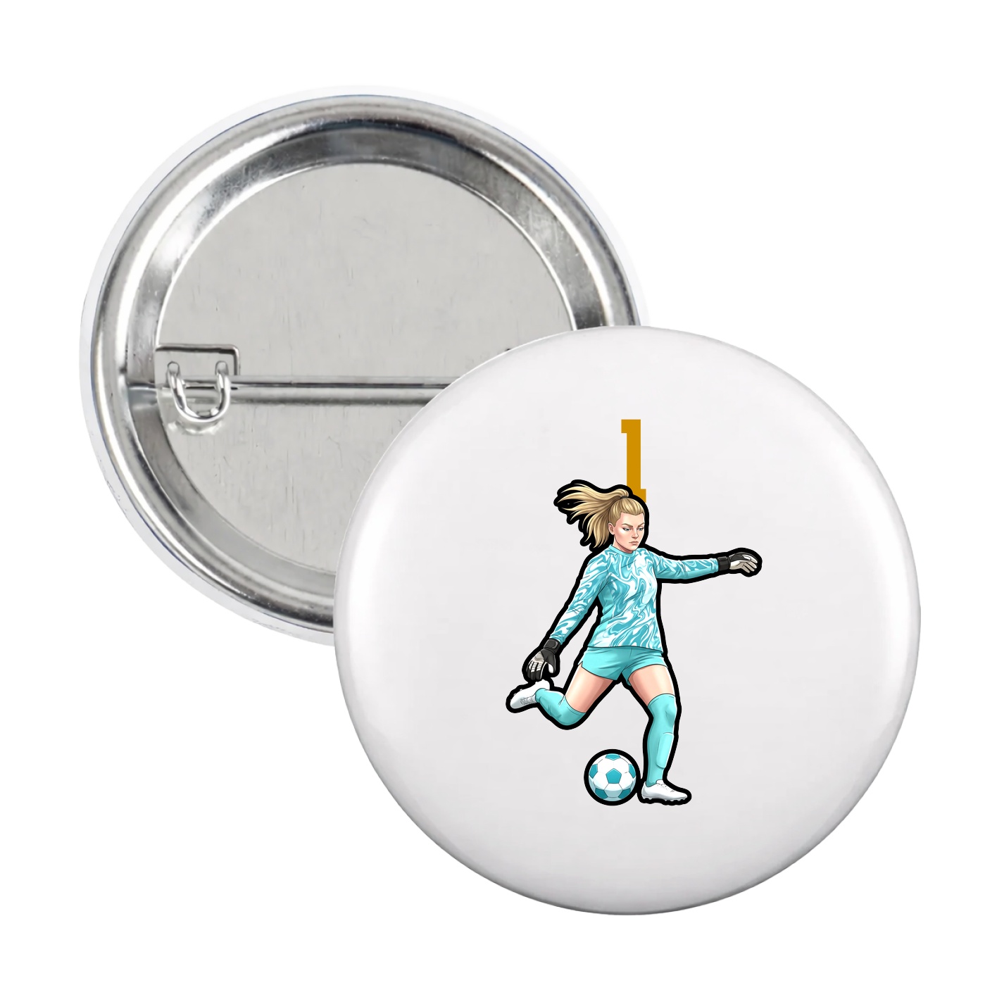 Game Day Button — Number Top in White