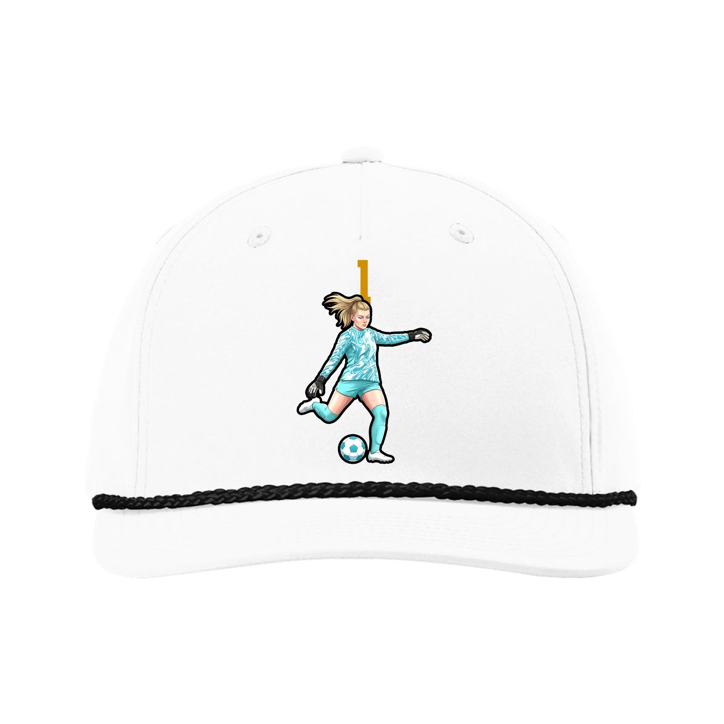 Five-Panel Classic Rope Cap — Number Top in White