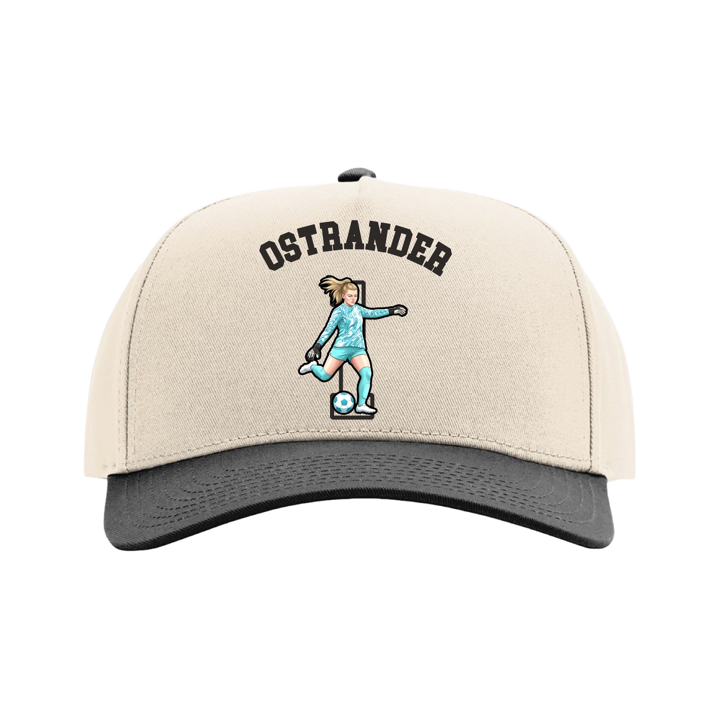 Full Fabric Five-Panel Champ Cap — Shirsey Arch in Cream/Black