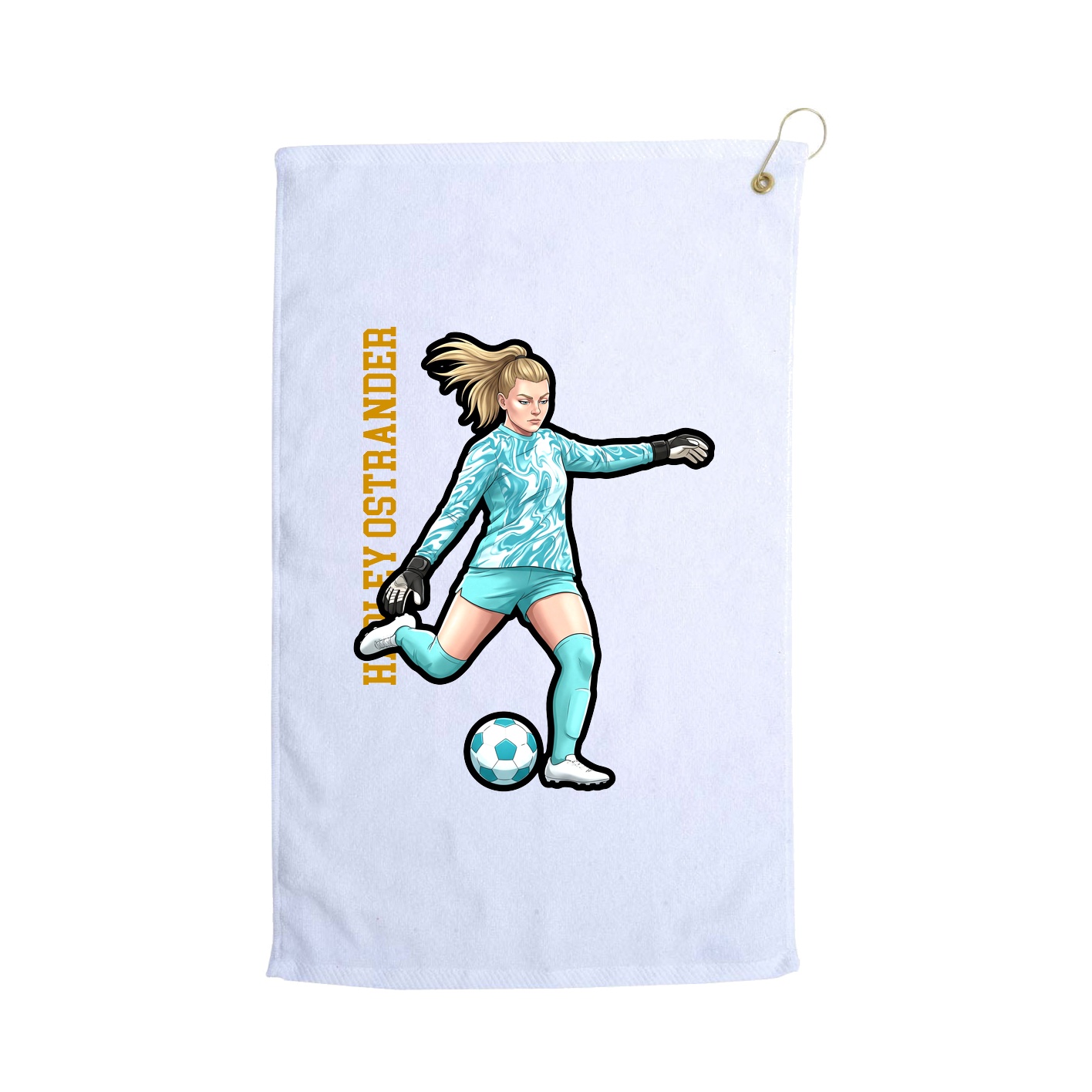 Golf Towel — Name Vertical in White