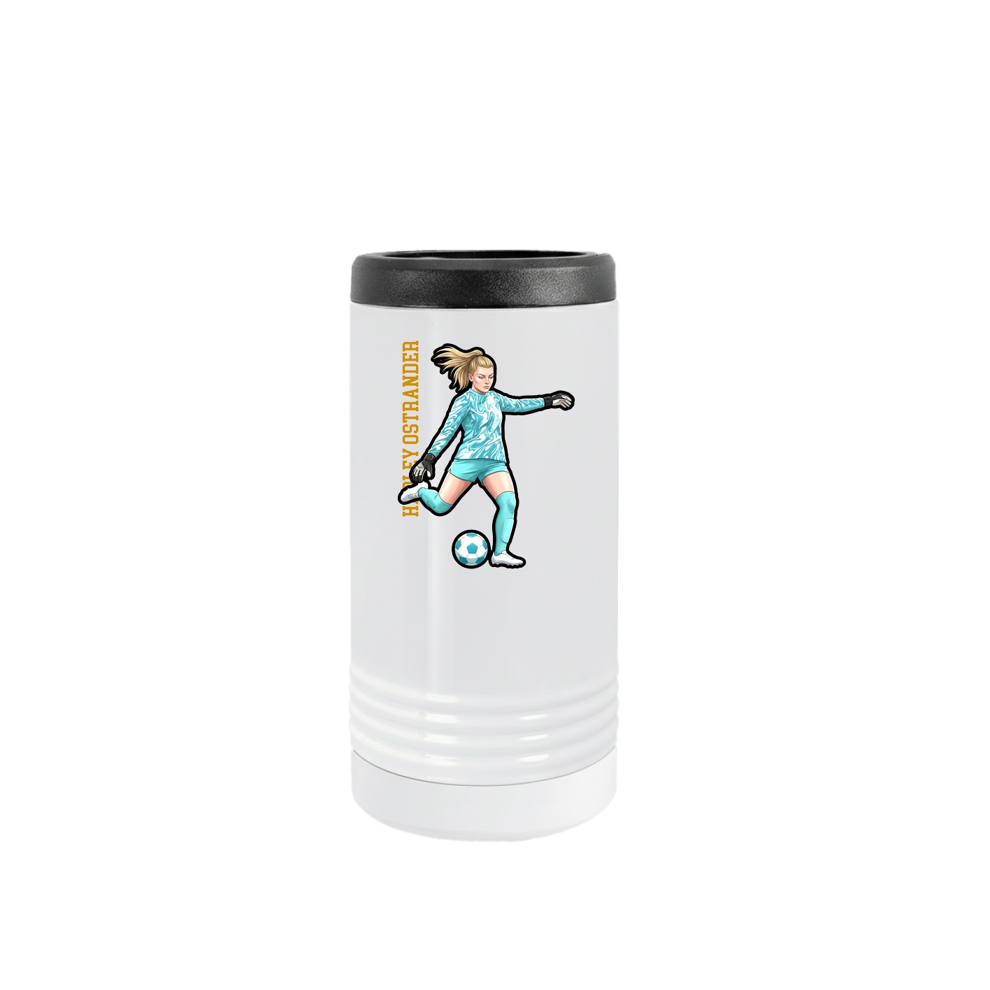 Slim Beverage Holder — Name Vertical in White