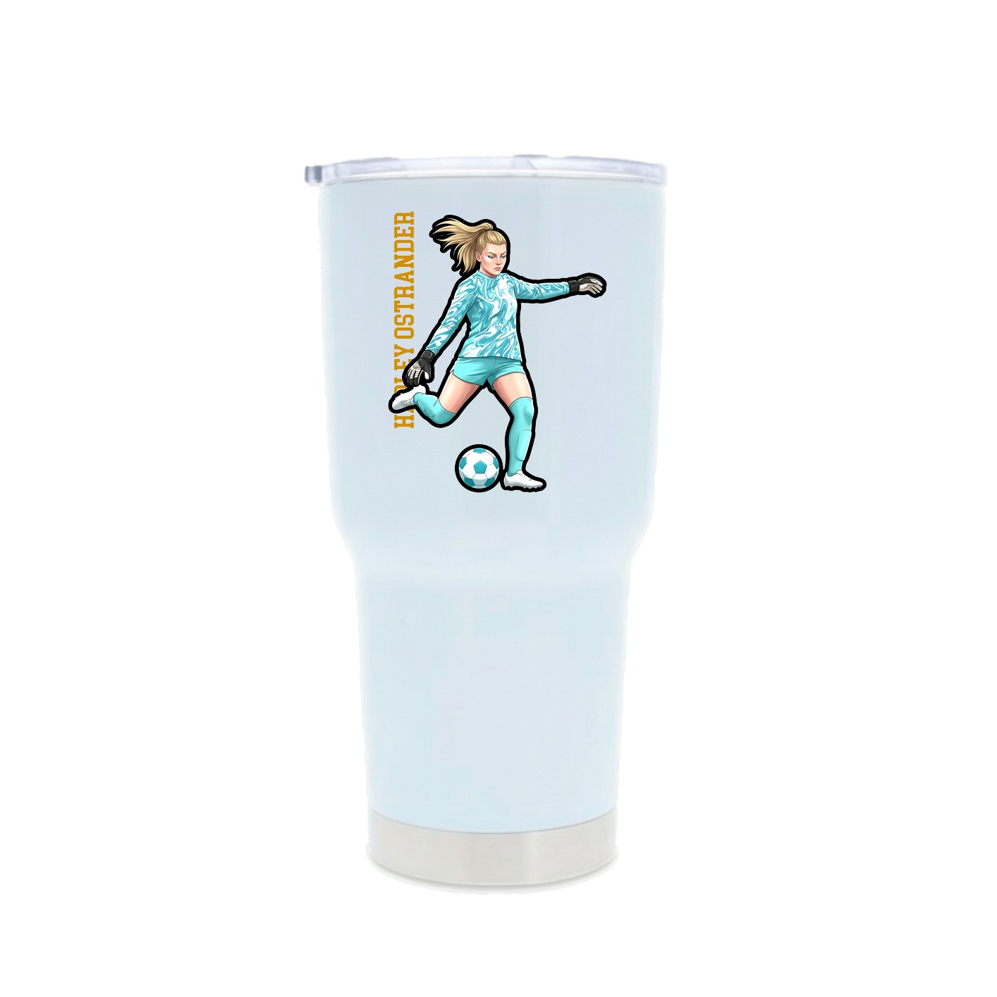 30oz Stainless Steel Tumbler — Name Vertical in White